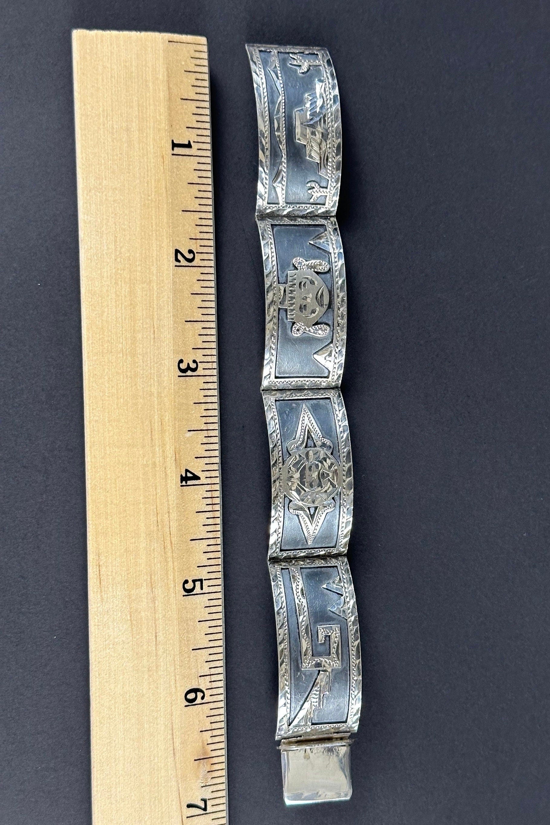 Sterling Silver and Enamel Link Bracelet.