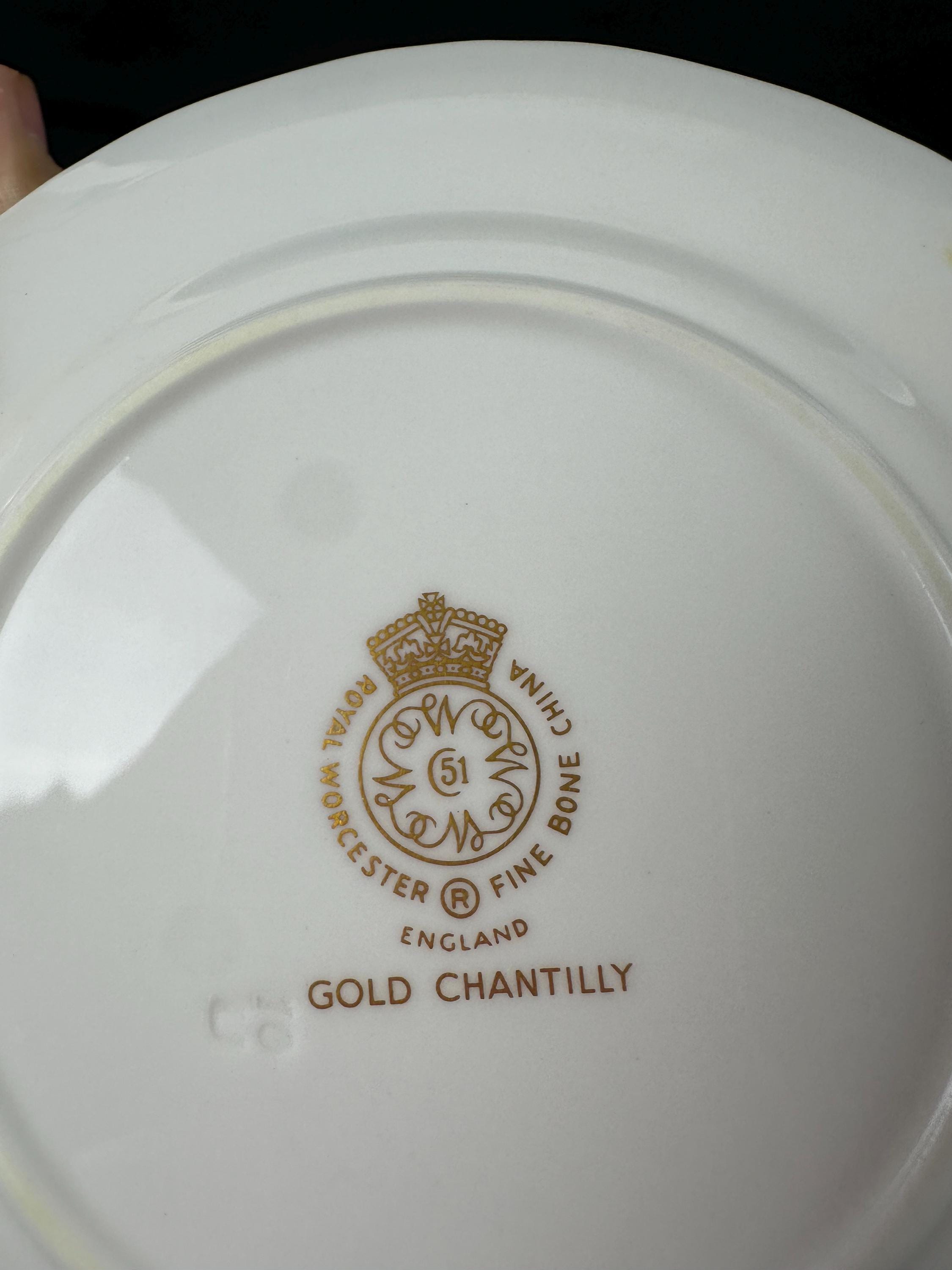 Royal Worcester Gold Chantilly Creamer and Sugar Bowl