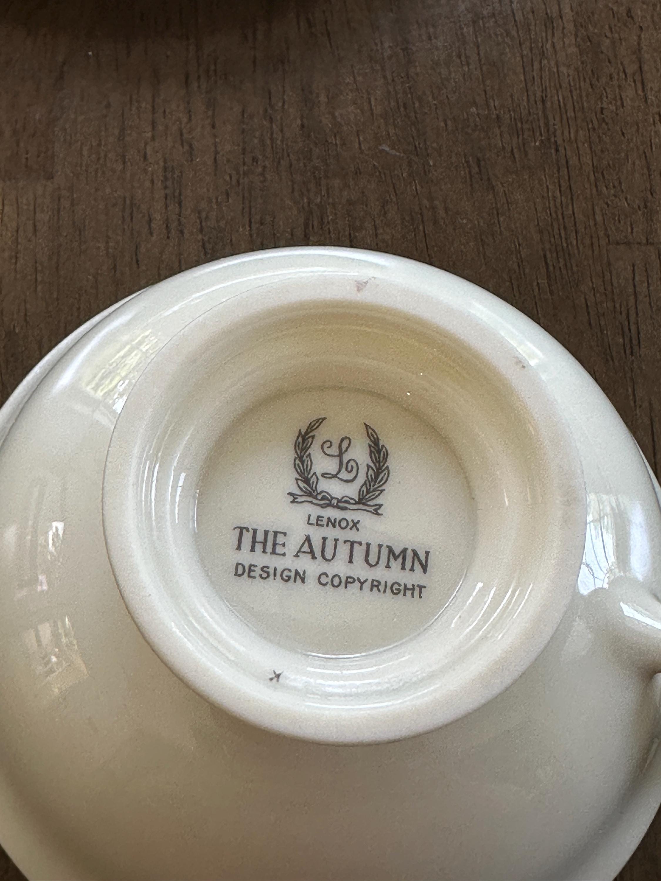 2 Lenox The Autumn Teacups and Saucers