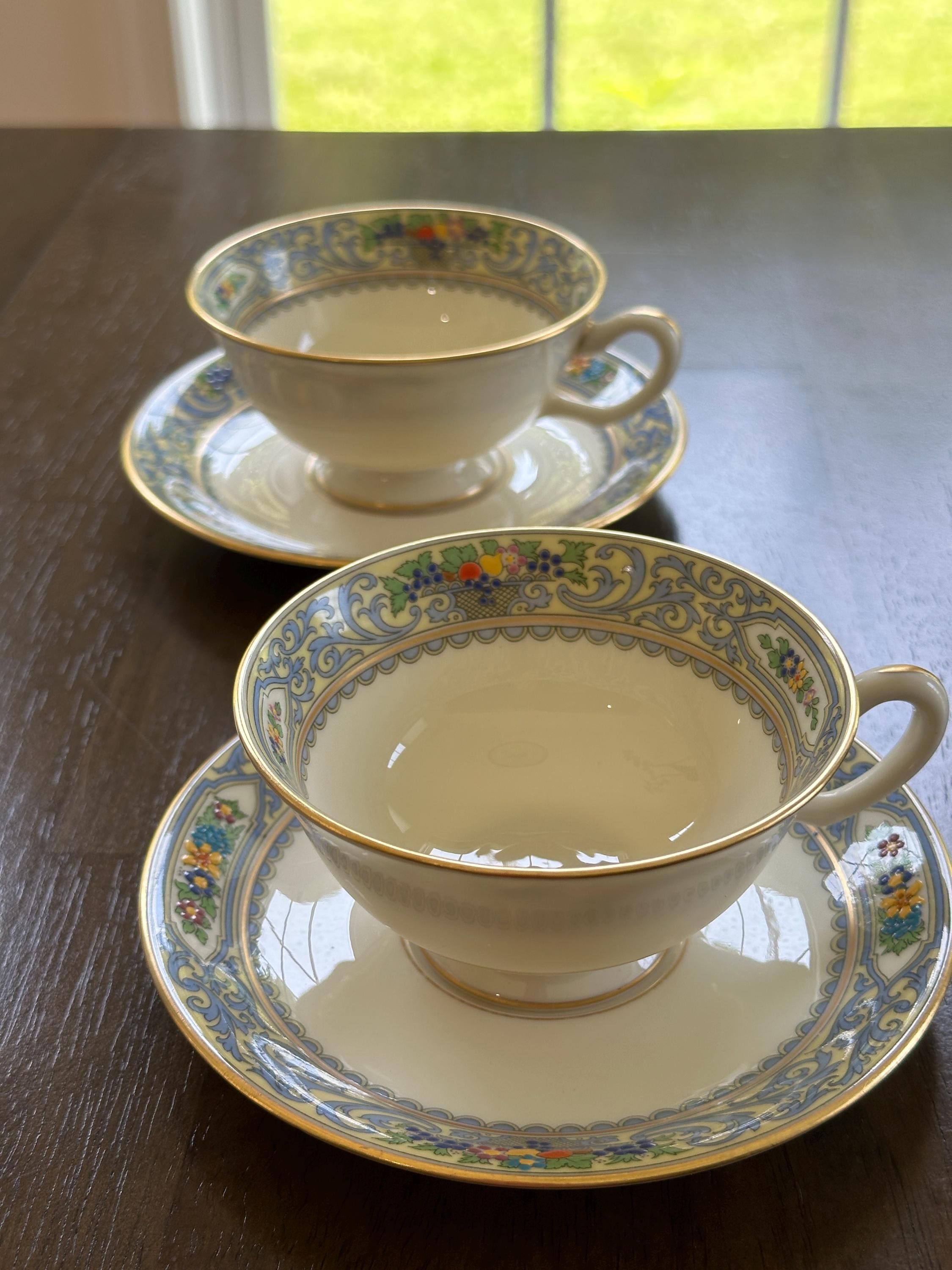 2 Lenox The Autumn Teacups and Saucers