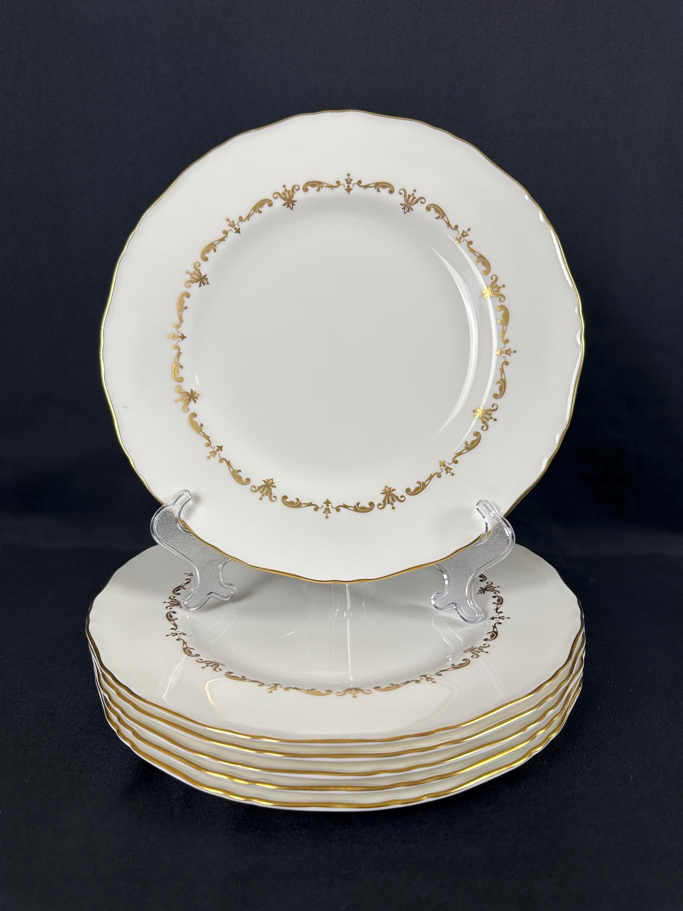6 Royal Worcester Gold Chantilly Luncheon Plates