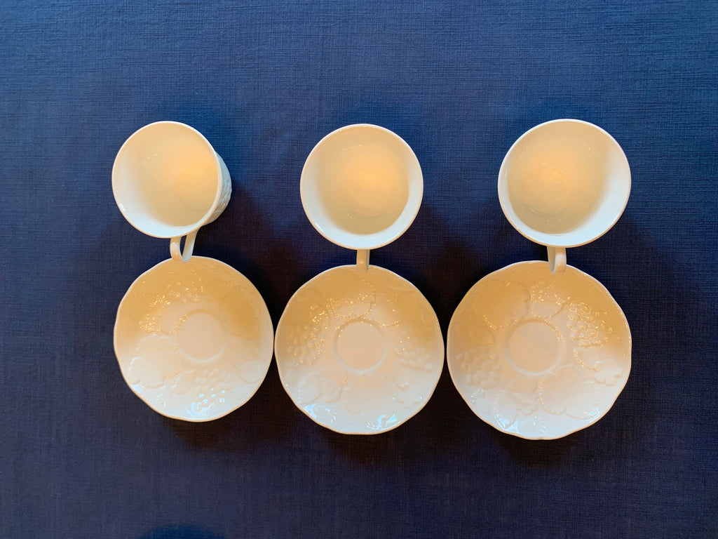 3 Wedgwood Strawberry and Vine Teacups