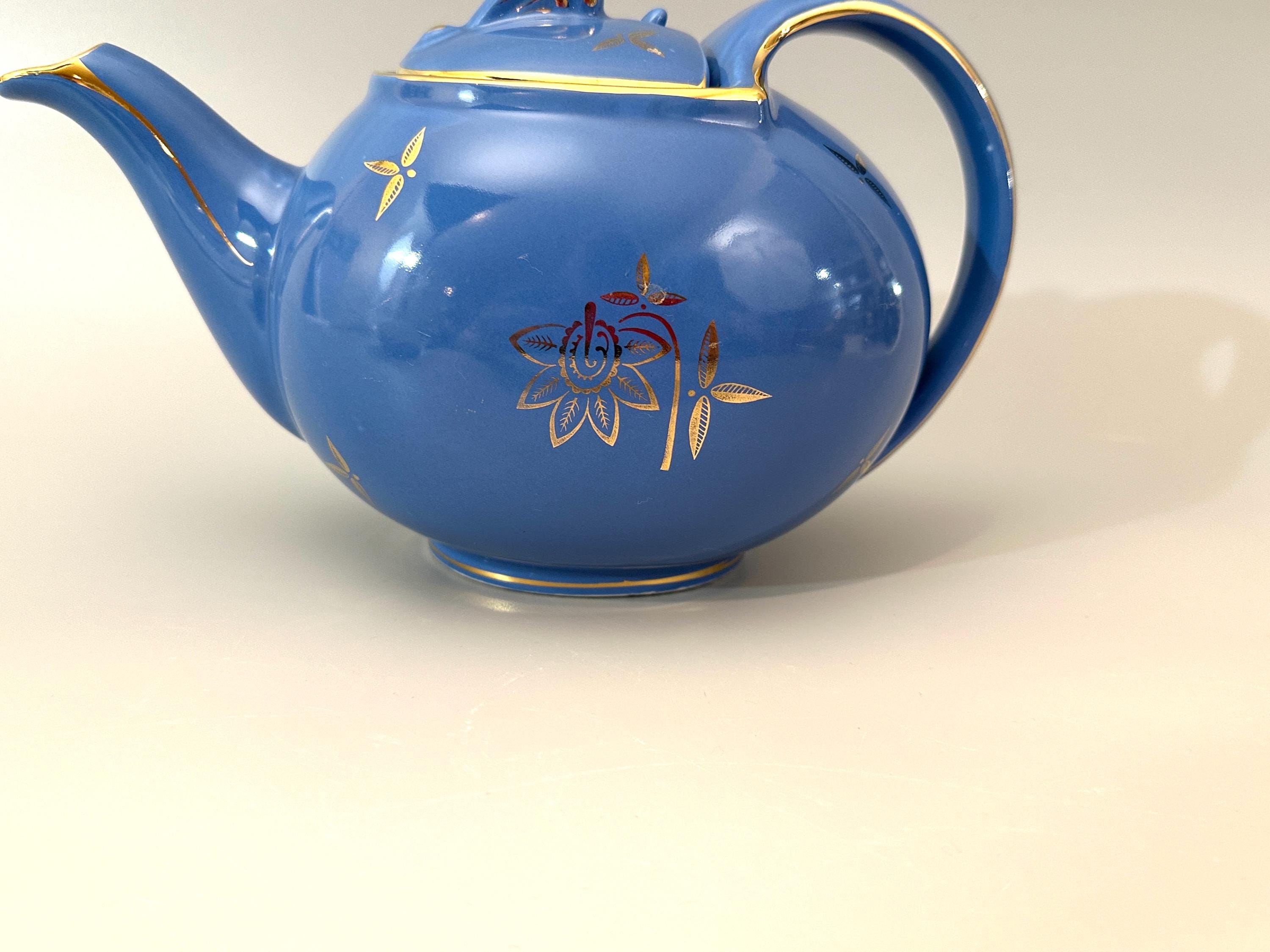 1945 Hall Hook Top Cadet Blue 6 Cup Teapot