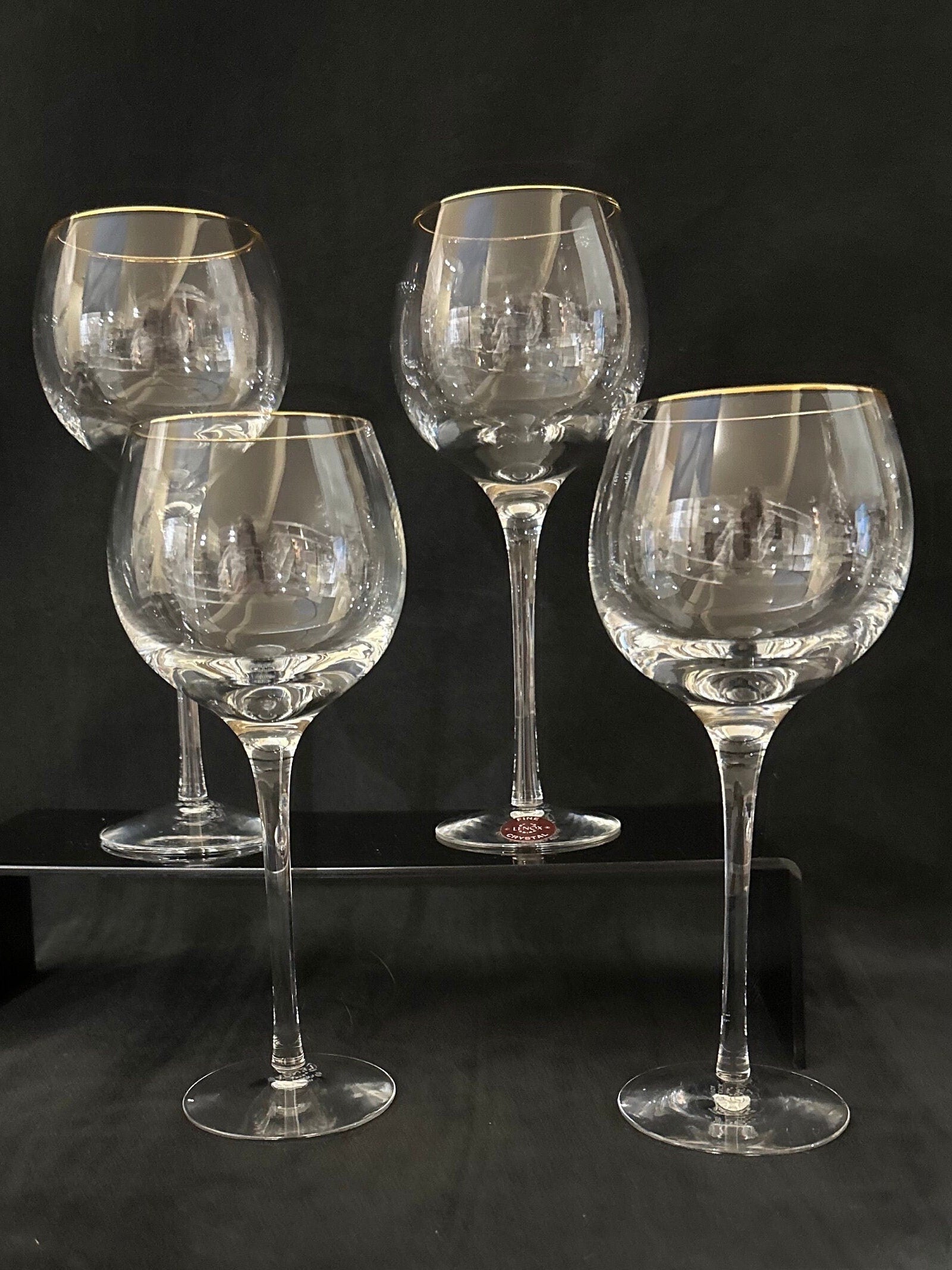 4 Lenox Eternal Gold Crystal Water Goblets
