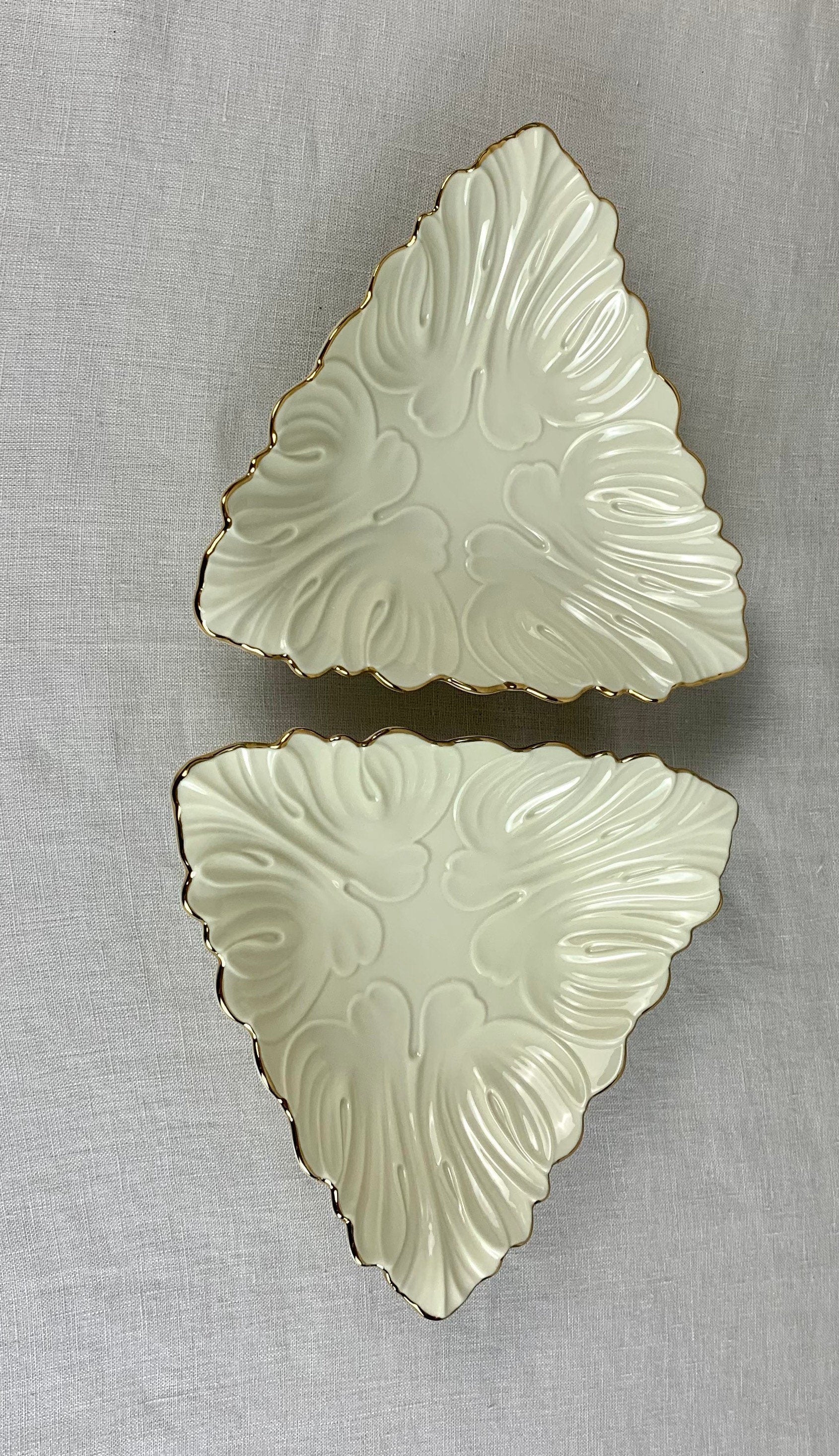 2 Lenox Triad Gold Rimmed  Bowls Triangle Shaped