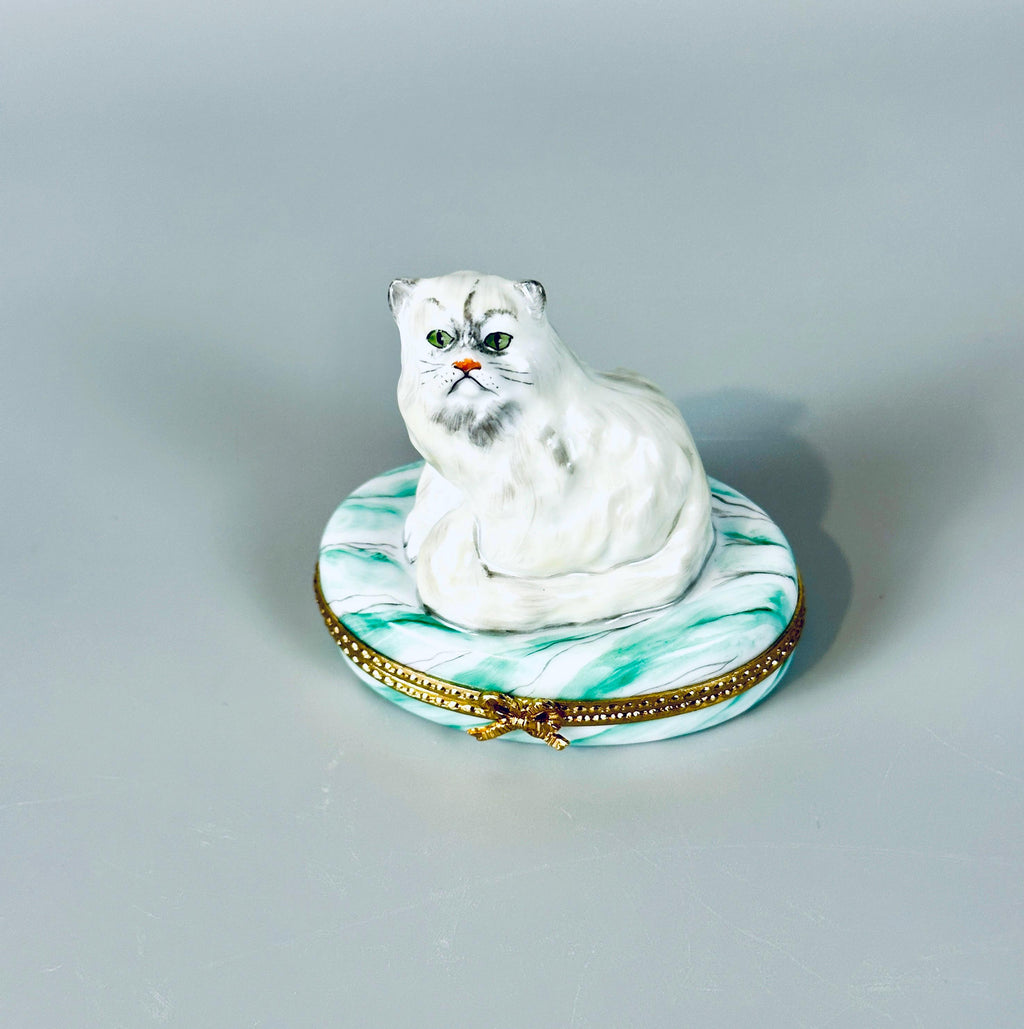 Limoges Trinket Box with Persian Cat