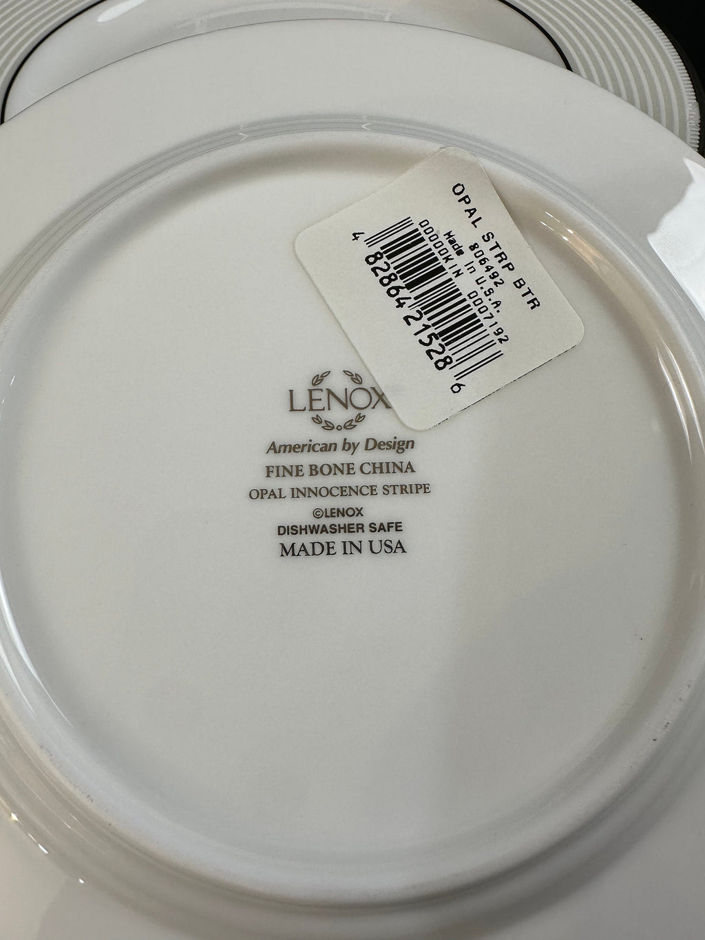 6 Lenox Opal Innocence Stripe Bread Plates