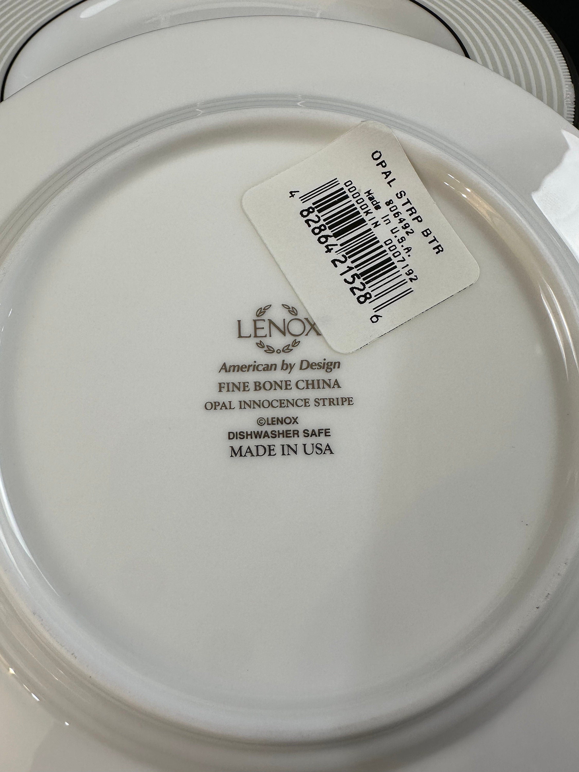 6 Lenox Opal Innocence Stripe Bread Plates