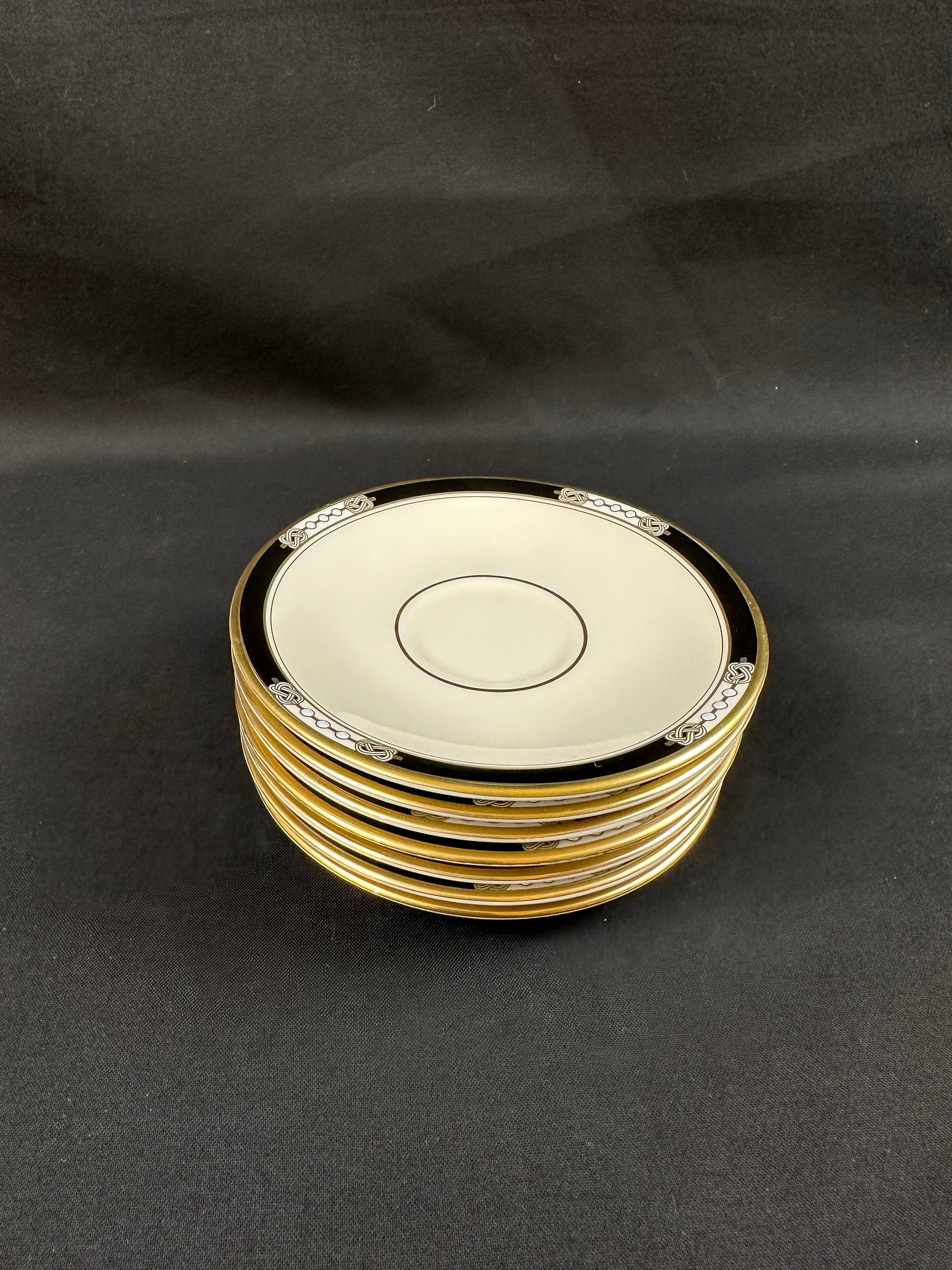 7 Lenox Hancock Gold Demitasse Saucers