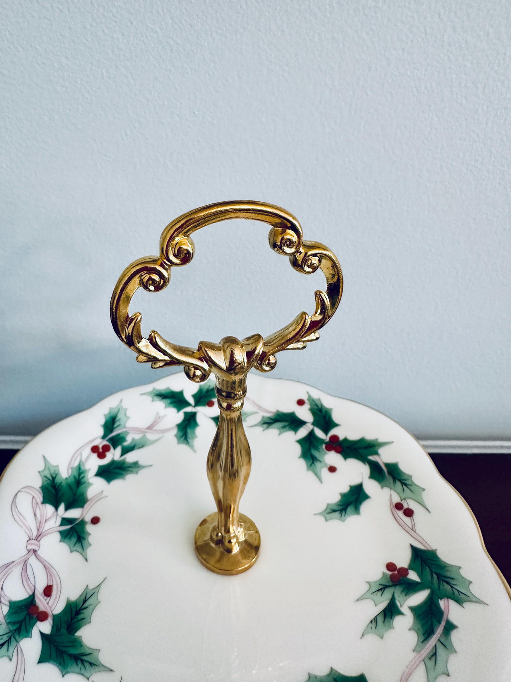 Mikasa Ribbon Holly 2 Tiered Server Tidbit Tray