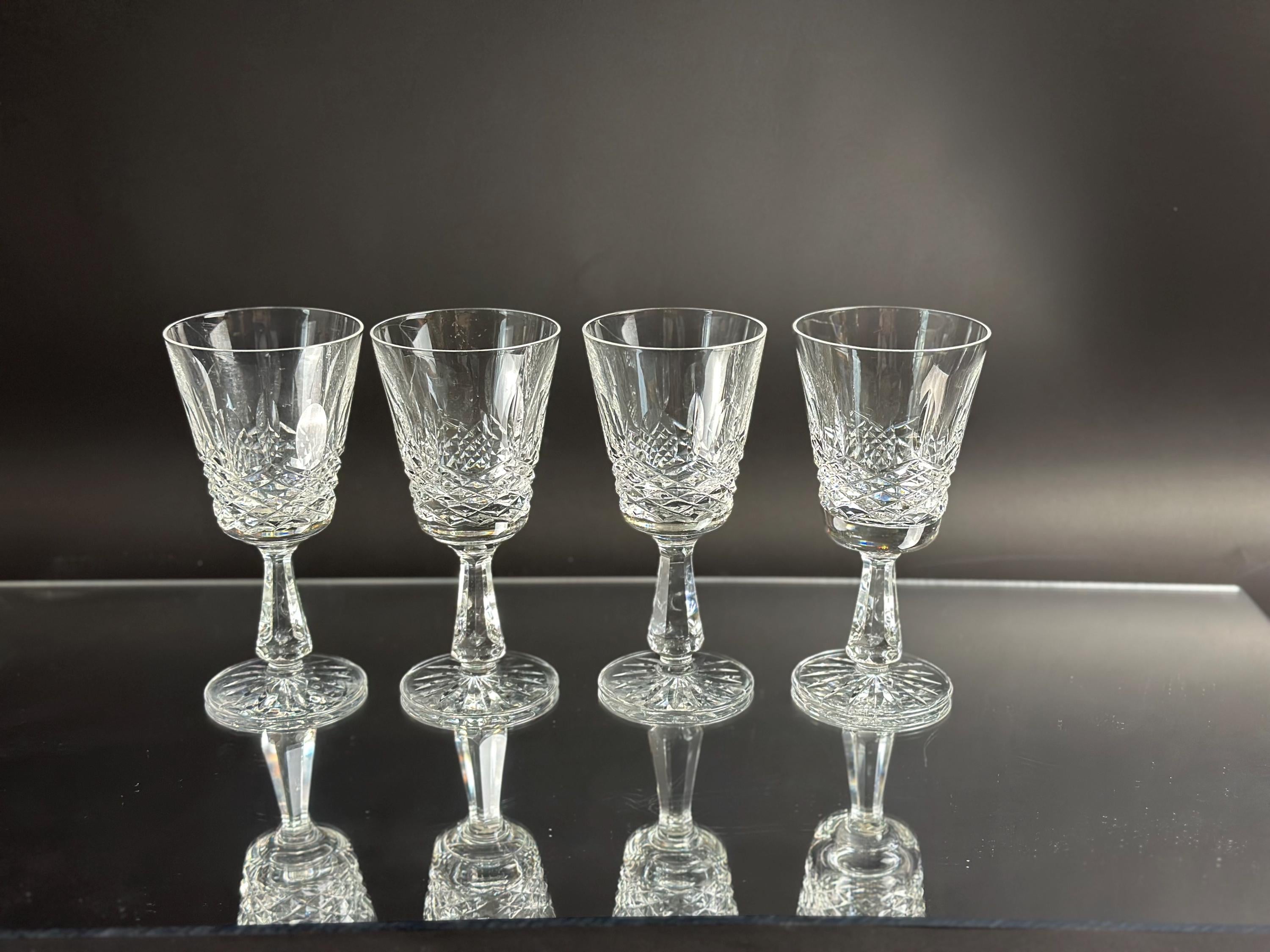 Set of Four Waterford Crystal Kenmare Claret Wine Glasses
