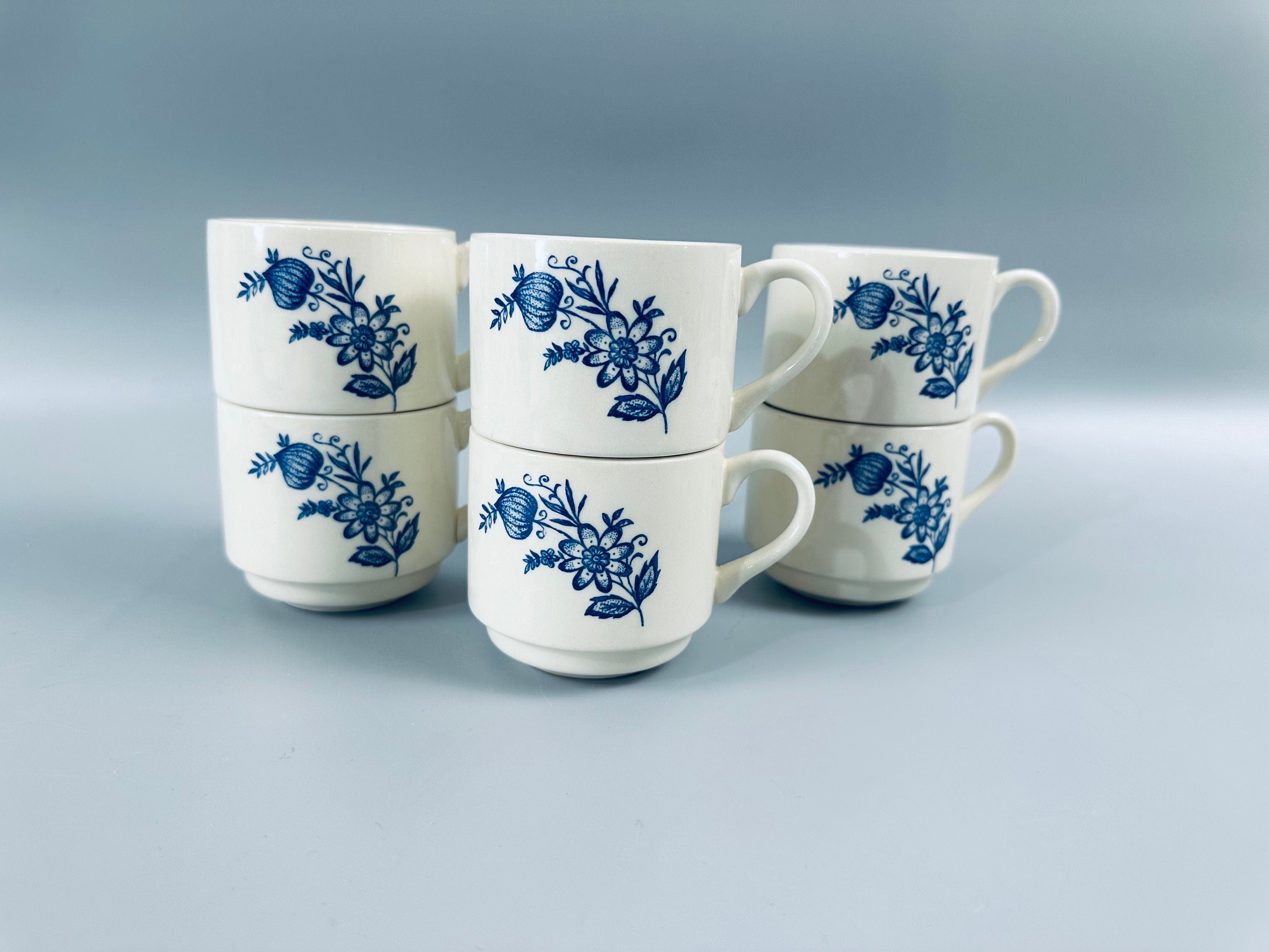 6 Stackable Blue Onion Mugs by Scio