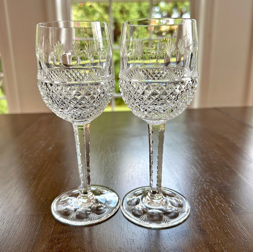 2 Tiffany  Gilbert Crystal Wine Glasses