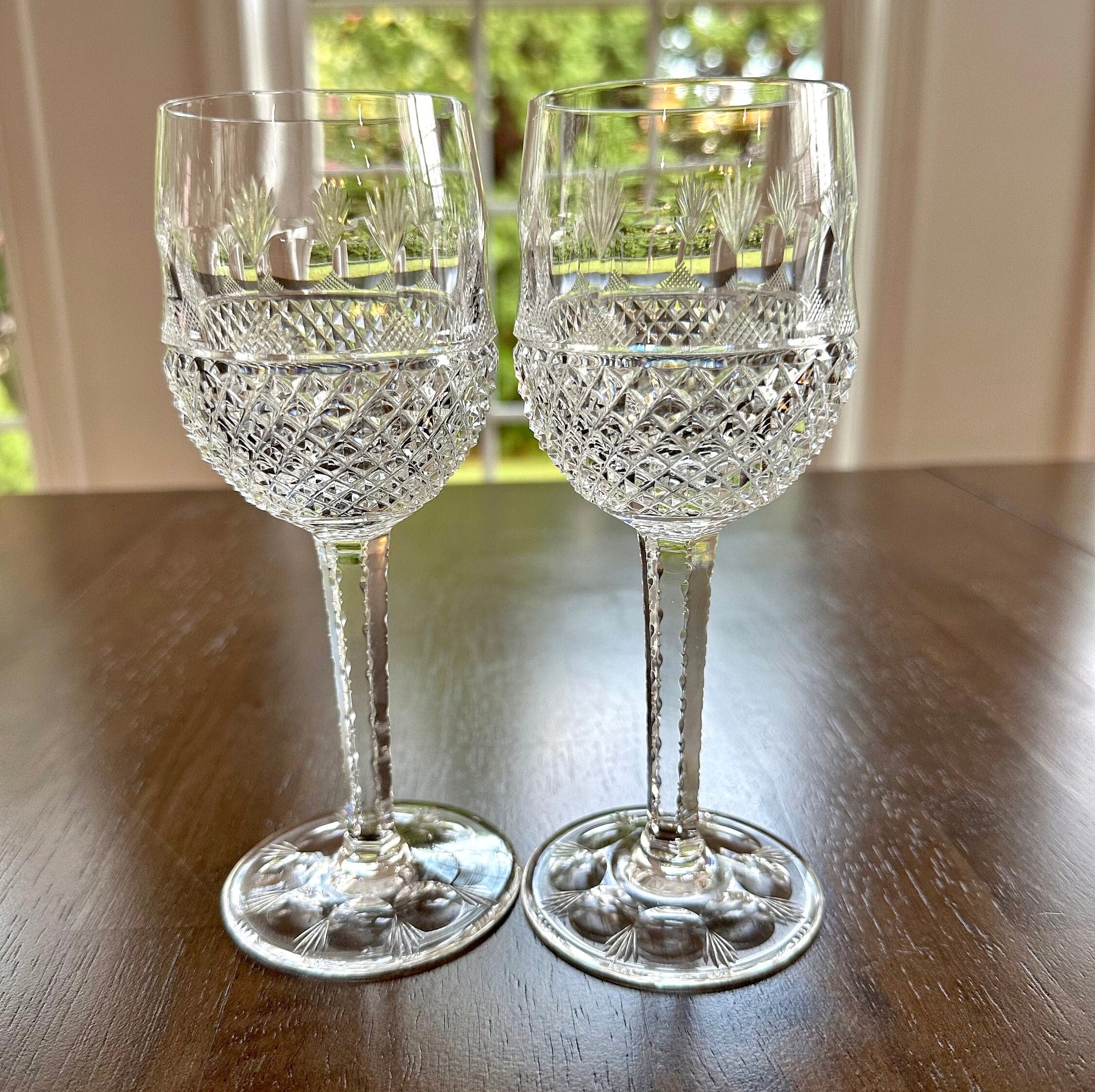 2 Tiffany  Gilbert Crystal Wine Glasses