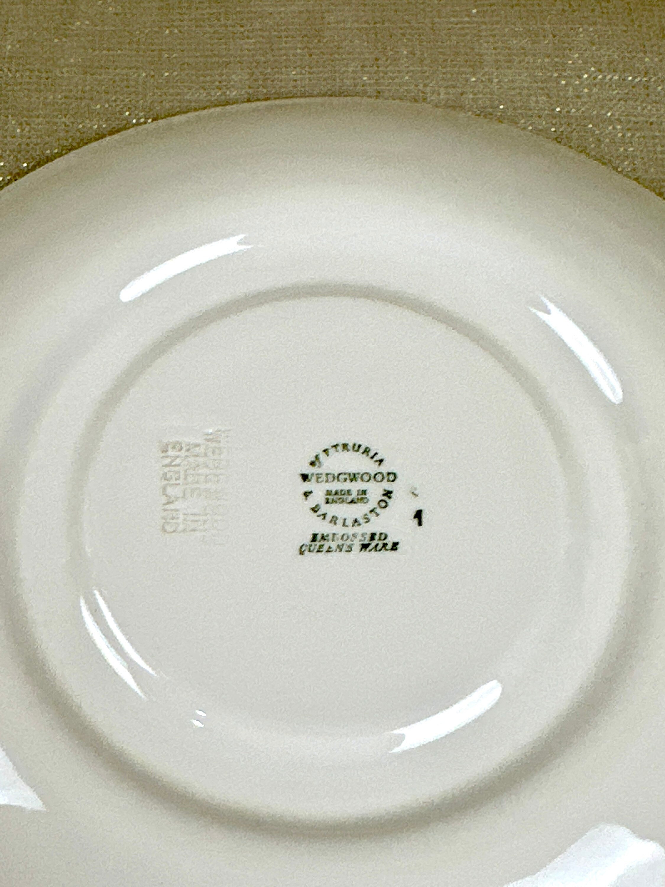 2 Wedgwood Queensware Cream Soup Bowls & Saucers - Grape Pattern
