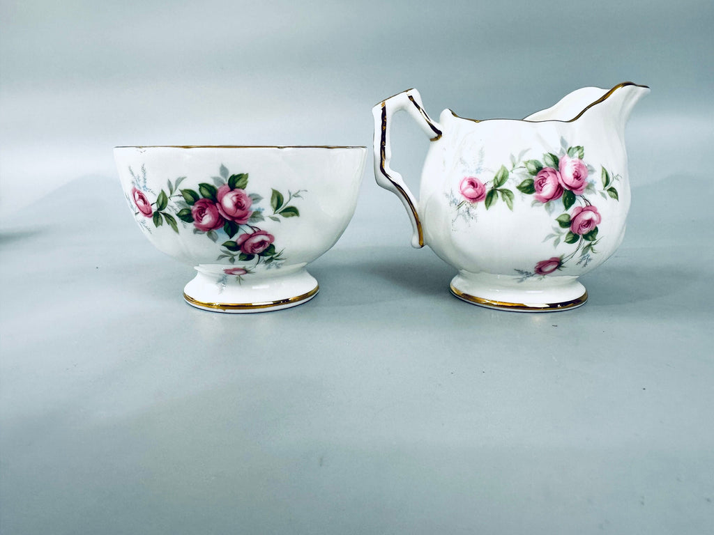Aynsley Grotto Rose Creamer and Sugar Bowl