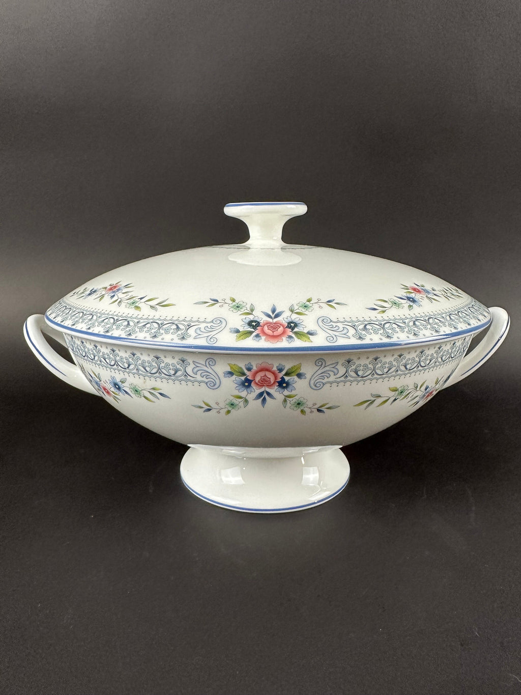 Wedgwood Covered Round Serving Bowl in Rosedale Pattern