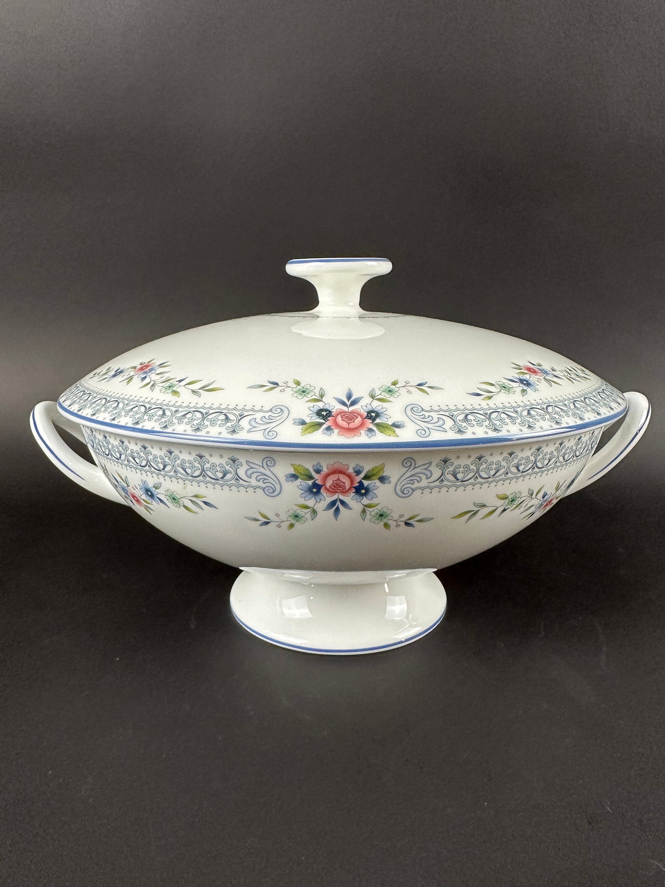 Wedgwood Covered Round Serving Bowl in Rosedale Pattern
