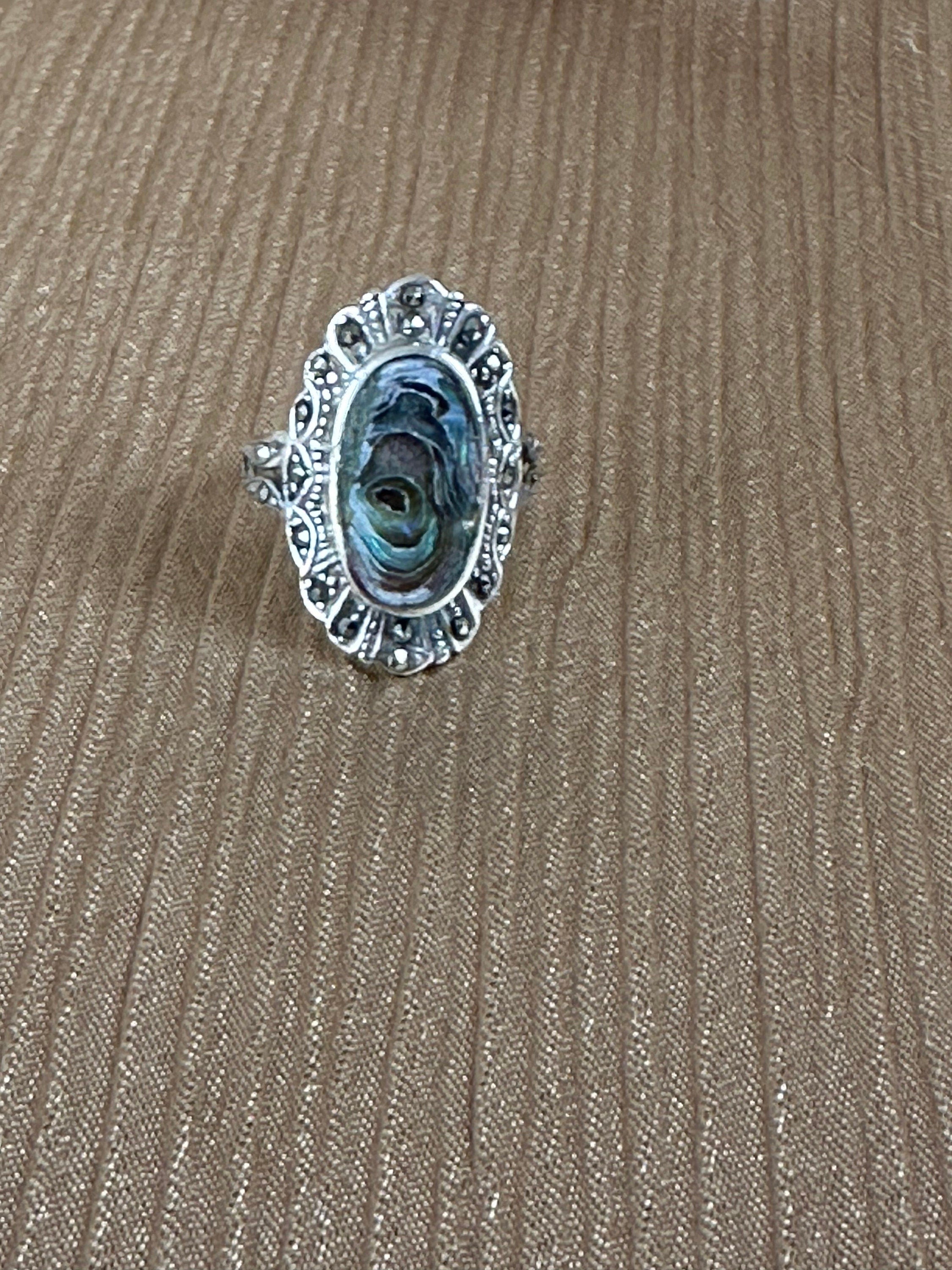 Sterling Silver Abalone and Marsite Nanette Ring
