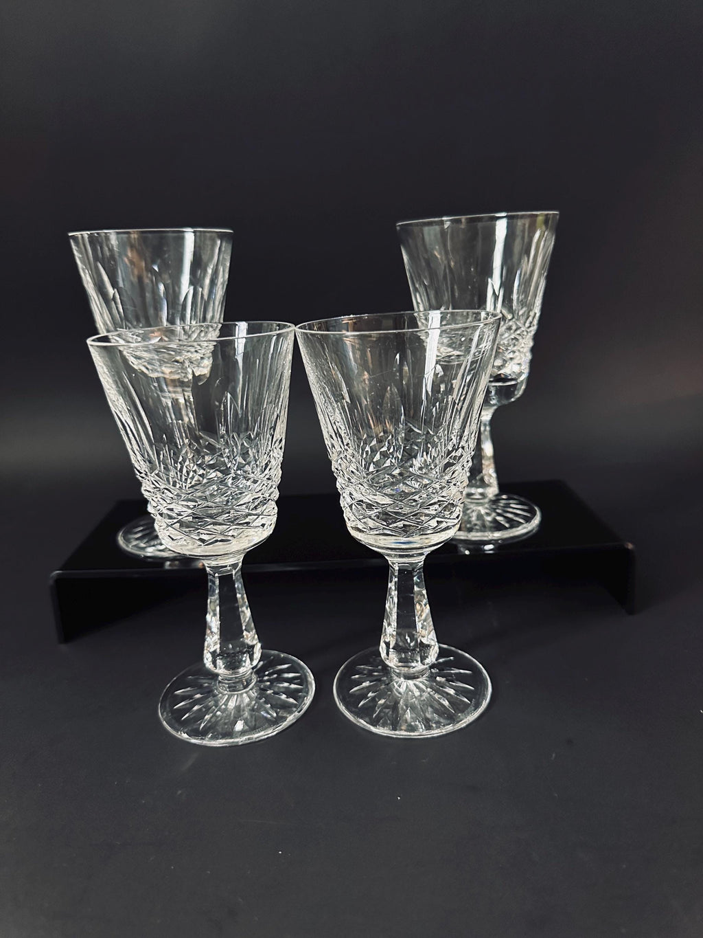 Set of Four Waterford Crystal Kenmare Claret Wine Glasses
