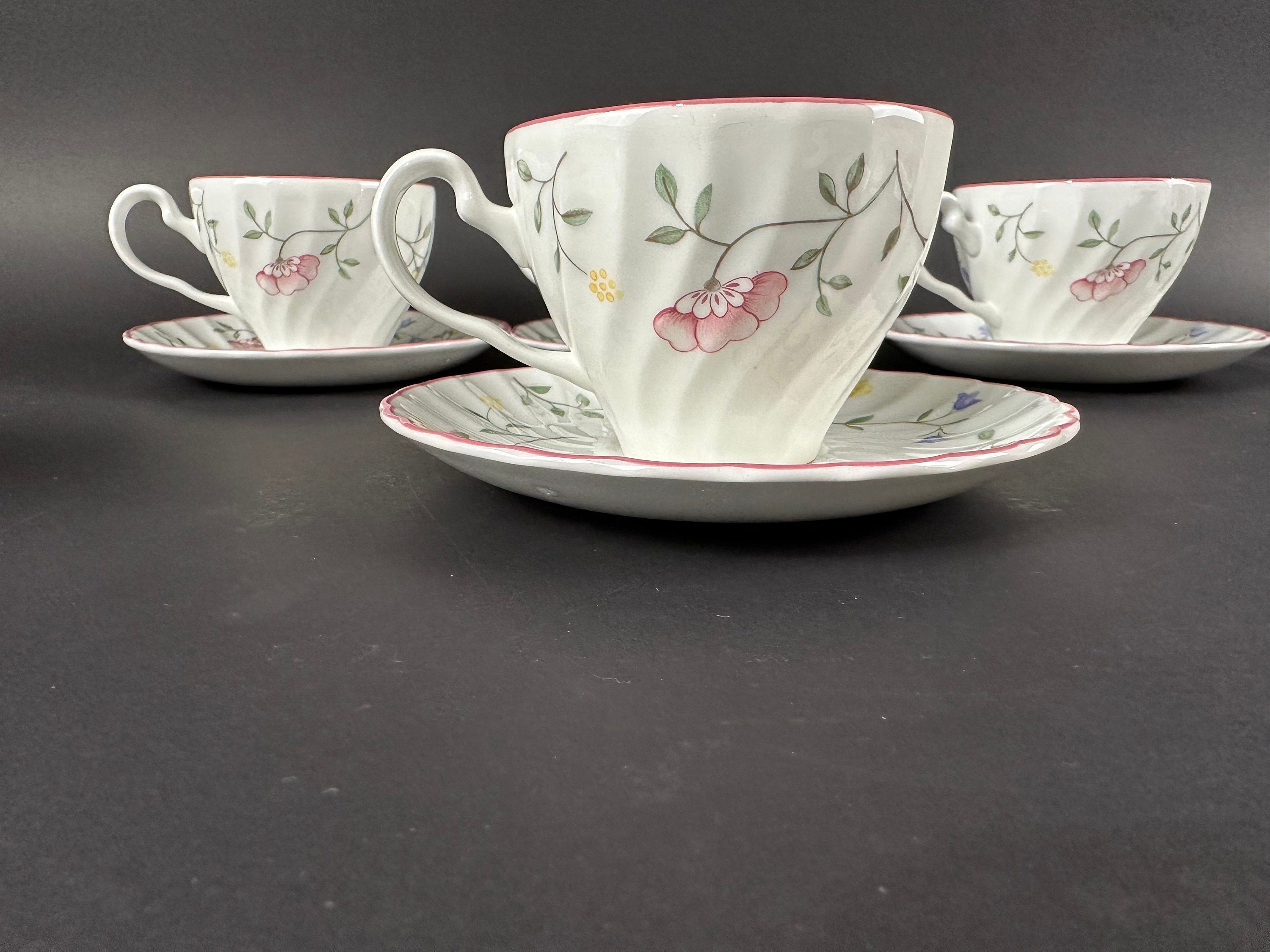 Six Tea Cups and Saucers by Johnson Brothers “Summer Chintz” Pattern