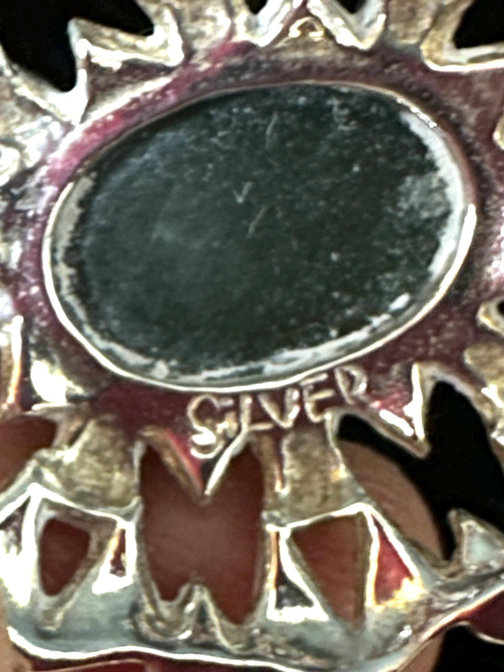 Vintage Sterling Silver and Green Carbachon Pendant Neclace