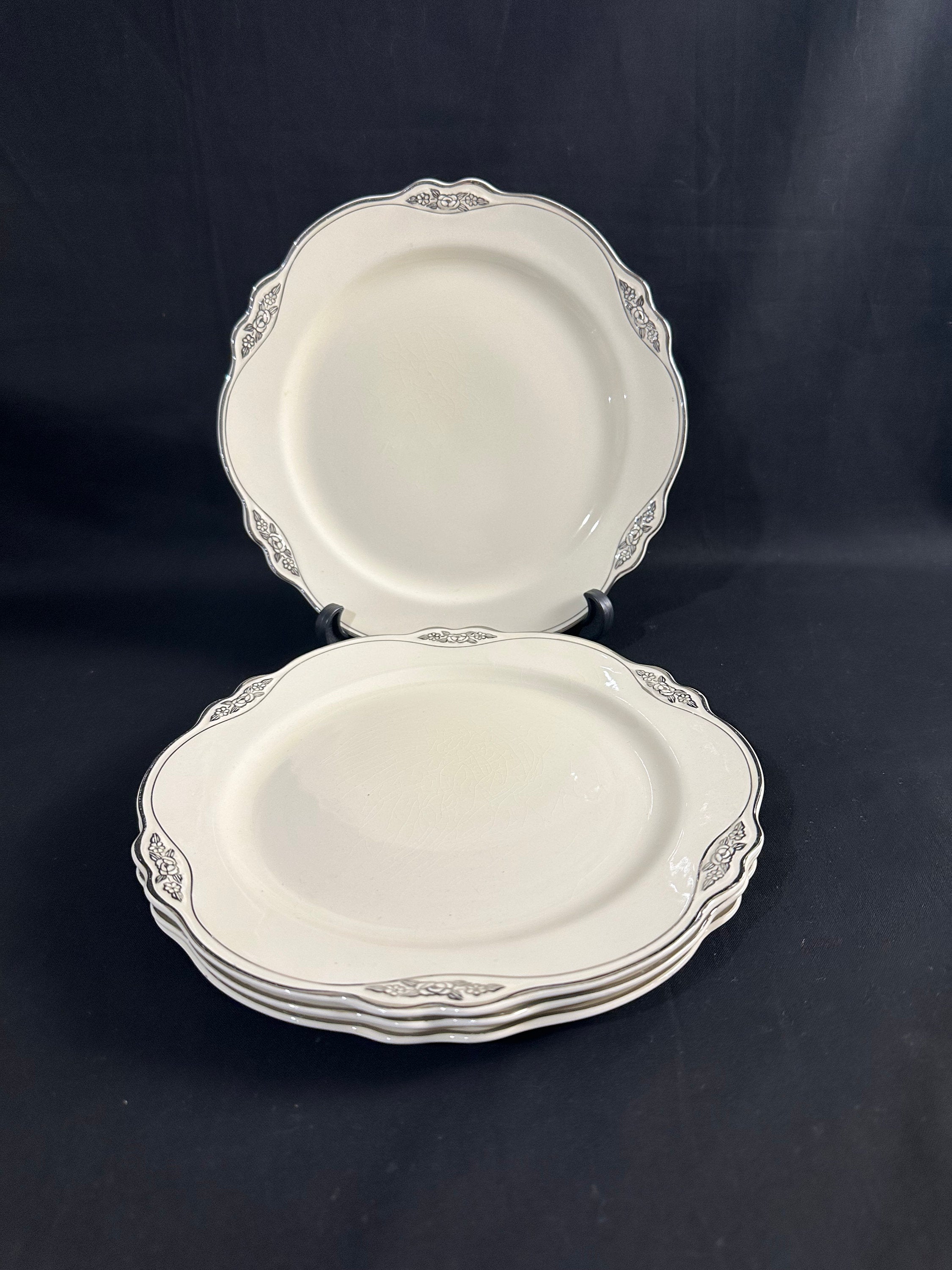 6 Silver Patrician Luncheon Plates by Homer Laughlin