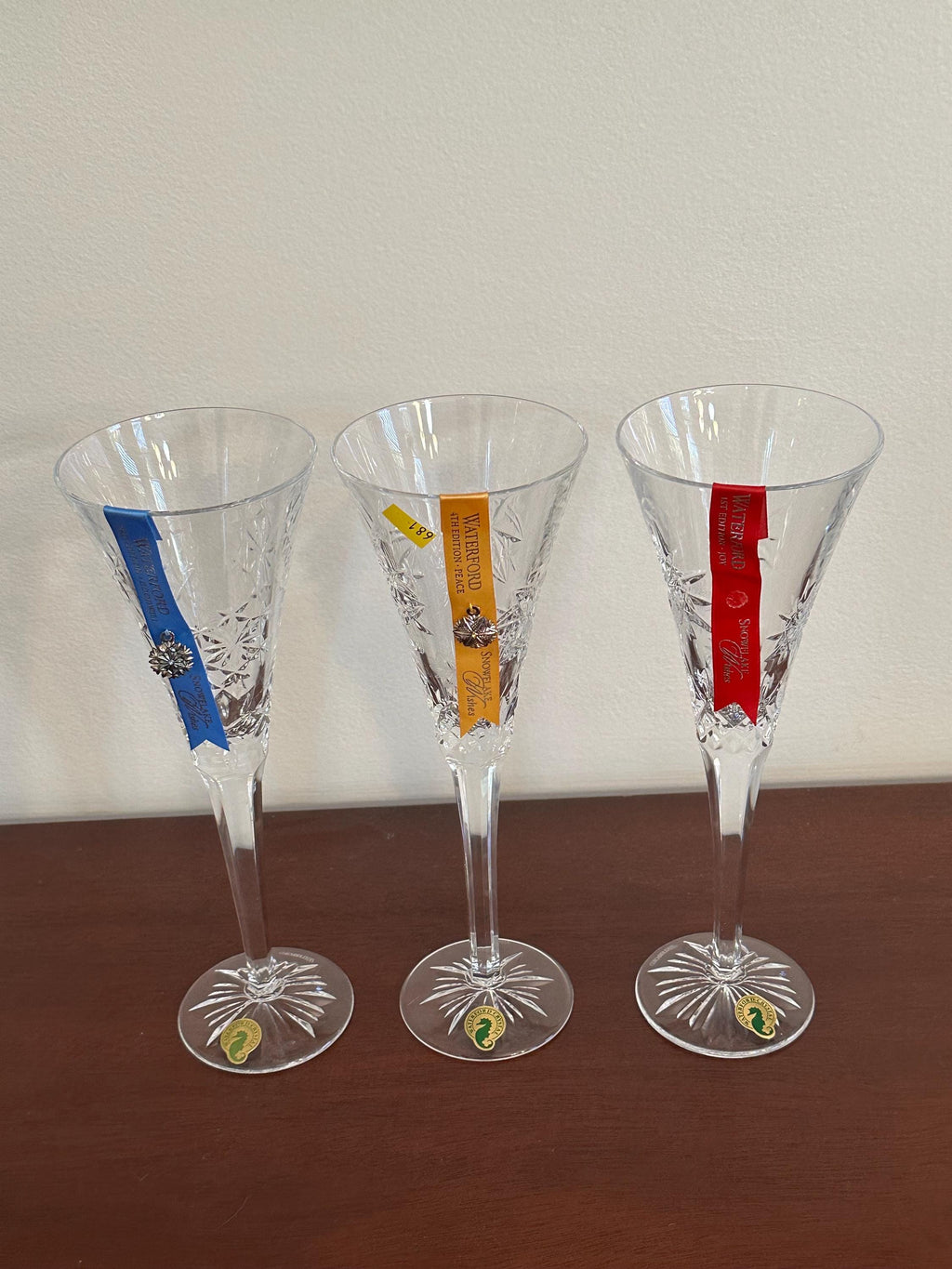 3 Waterford Snowflake Wishes Champagne Flutes