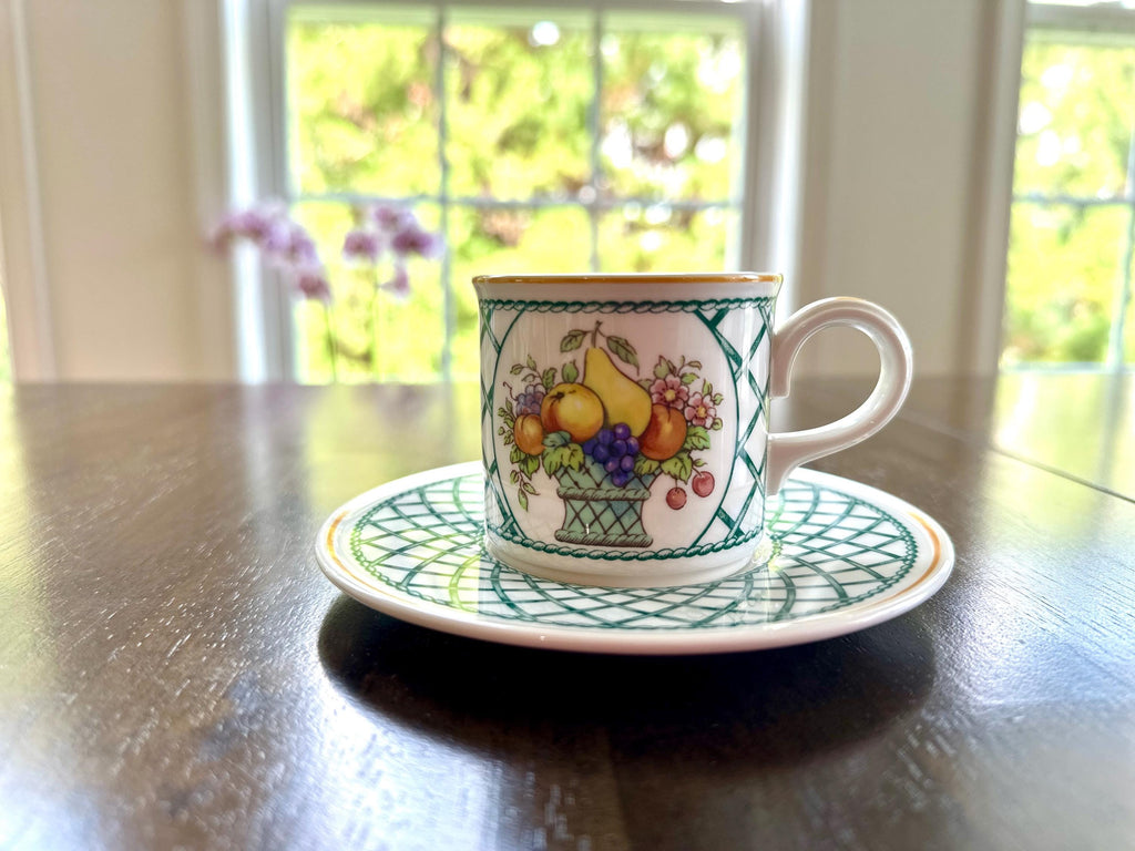 2 Villeroy and Boch Basket Demitasse Cups and Saucers