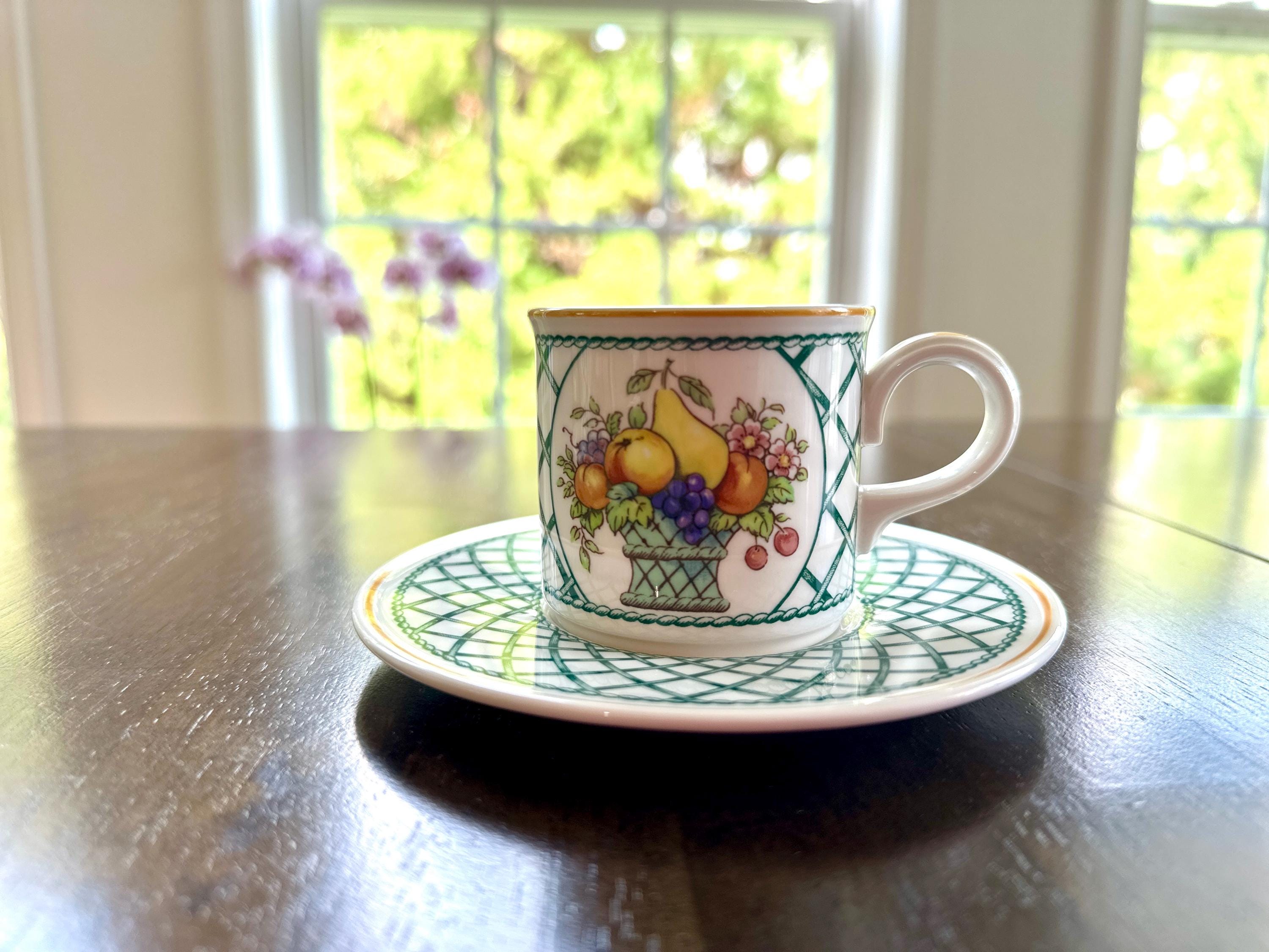 2 Villeroy and Boch Basket Demitasse Cups and Saucers