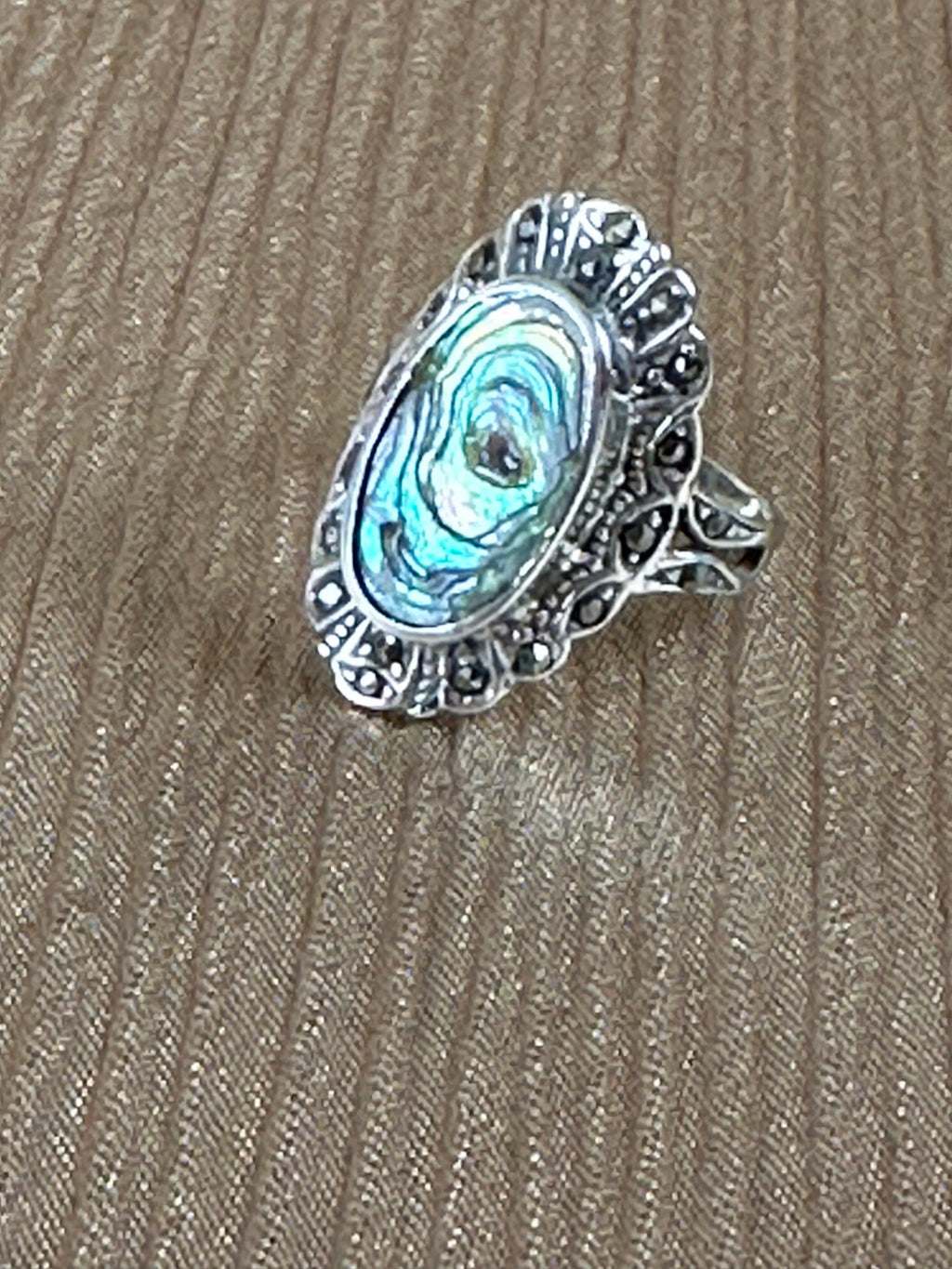 Sterling Silver Abalone and Marsite Nanette Ring