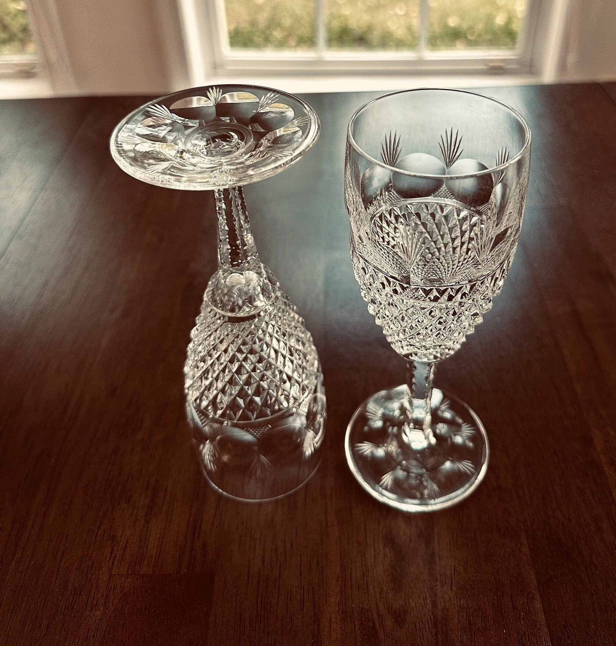 2 Tiffany Gilbert Crystal Champagne Flutes