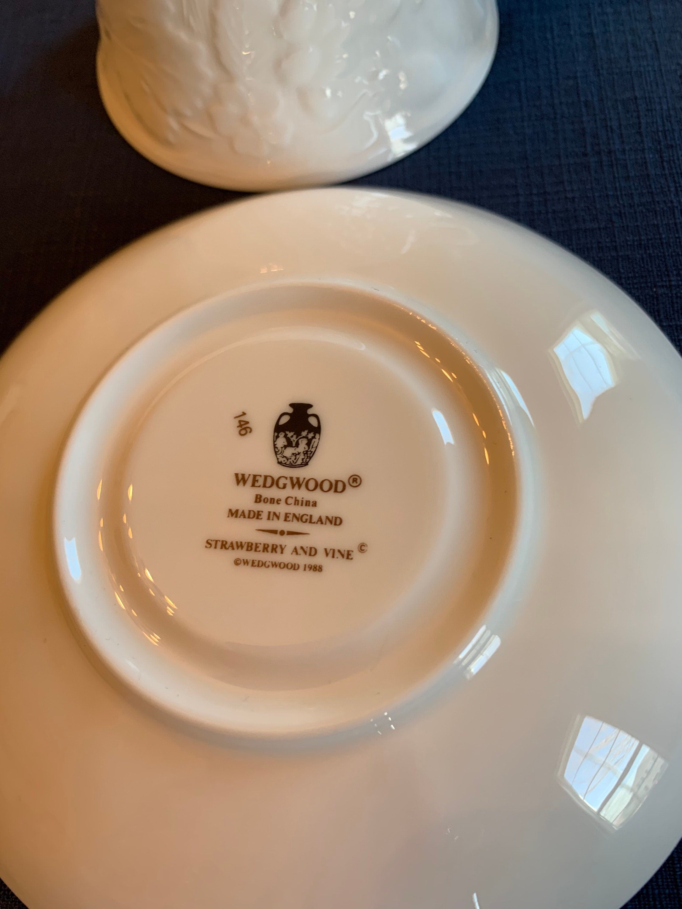 3 Wedgwood Strawberry and Vine Teacups