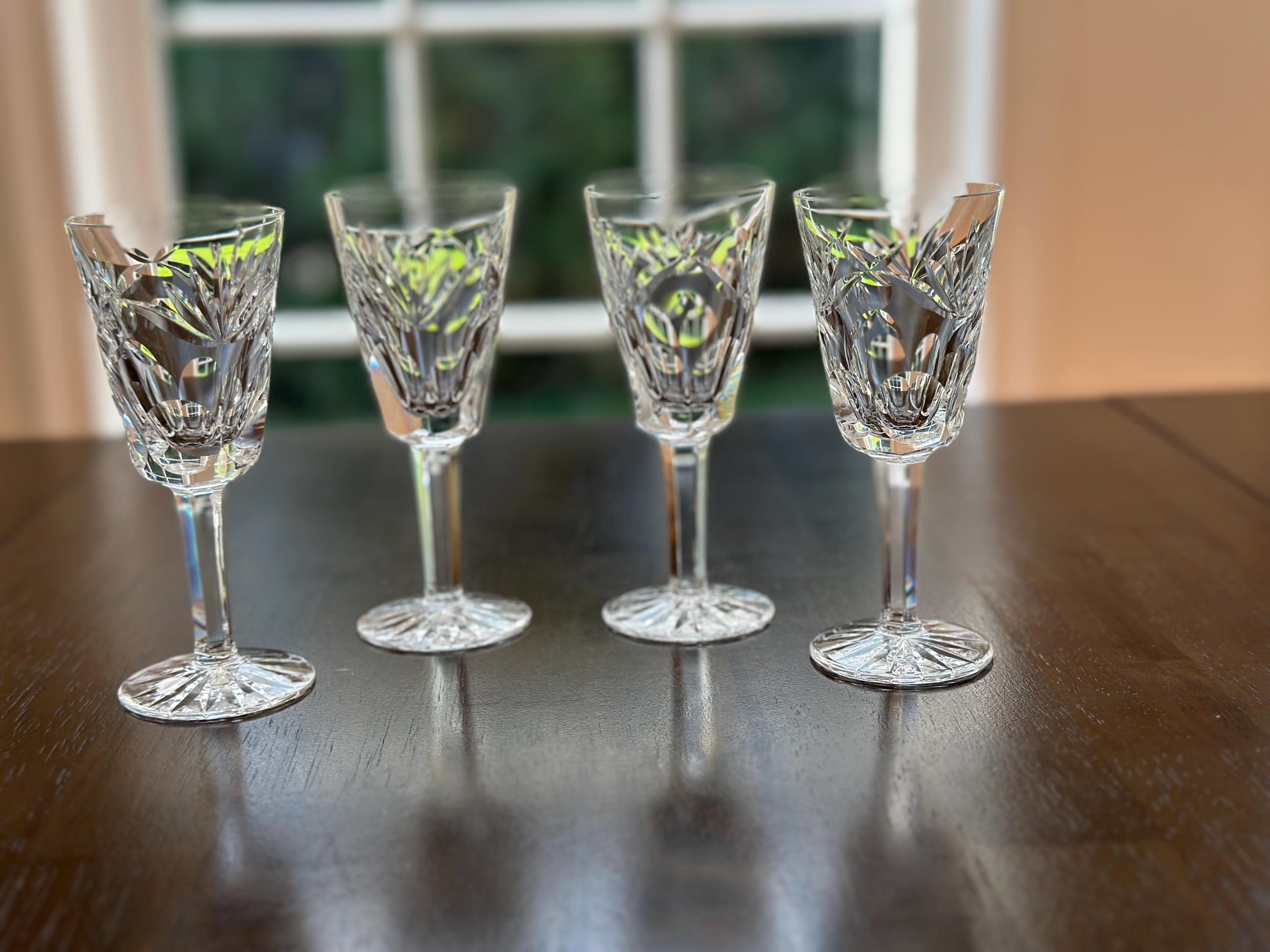 4 Waterford Crystal Sherry Glasses Ashling Pattern