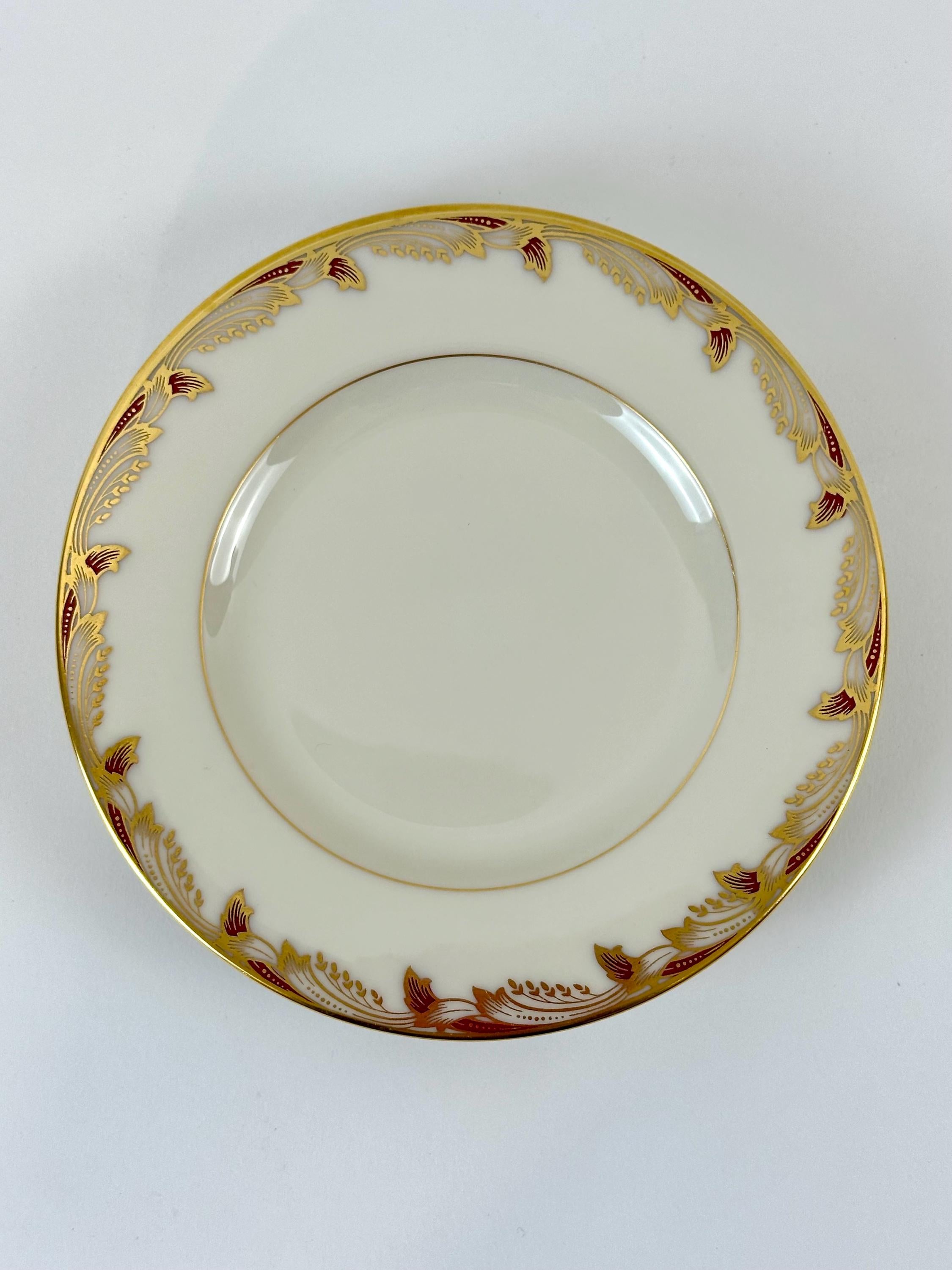 4 Lenox Essex Maroon Bread Plates