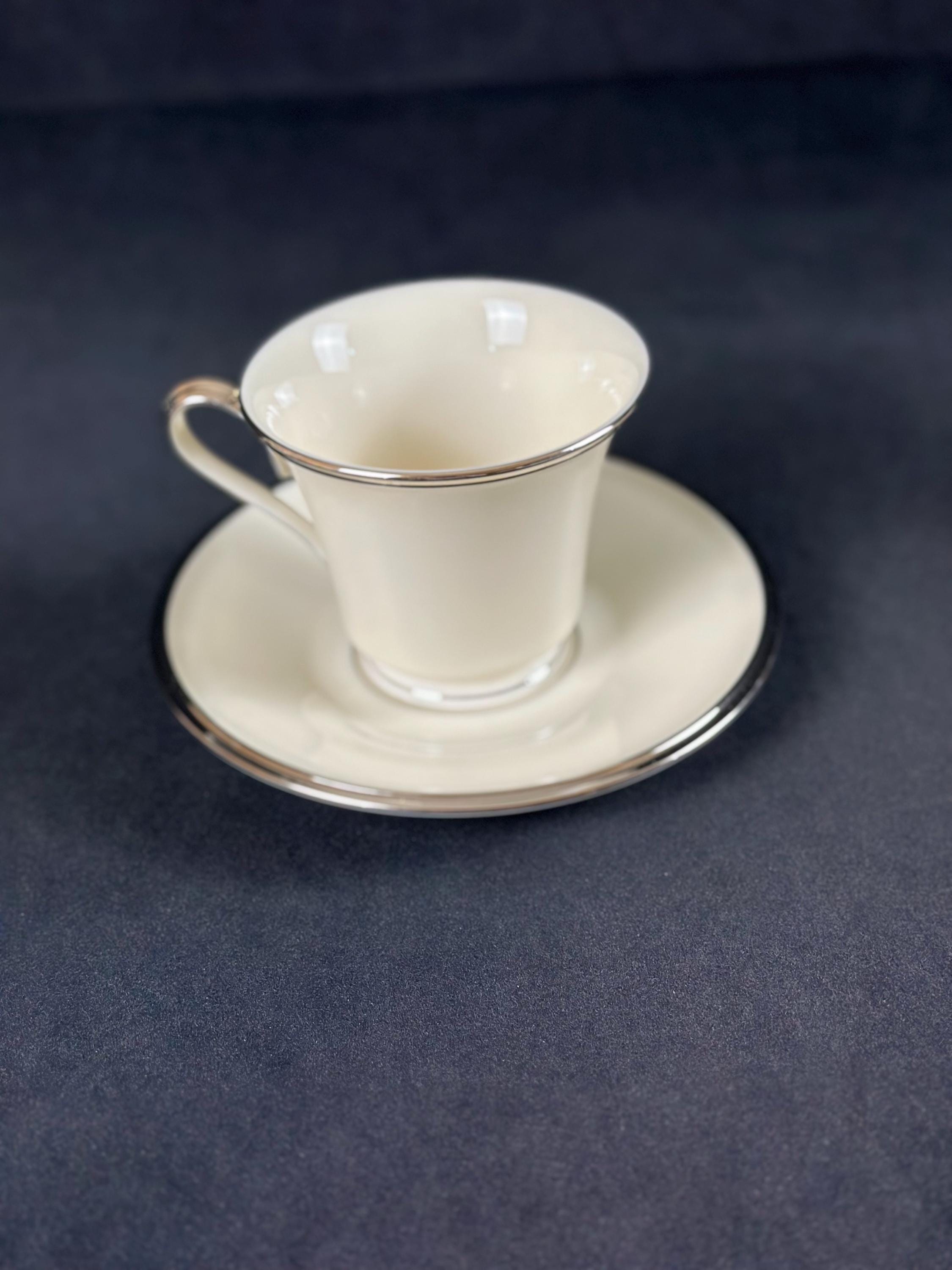 4 Lenox Solitaire Teacups and Saucers