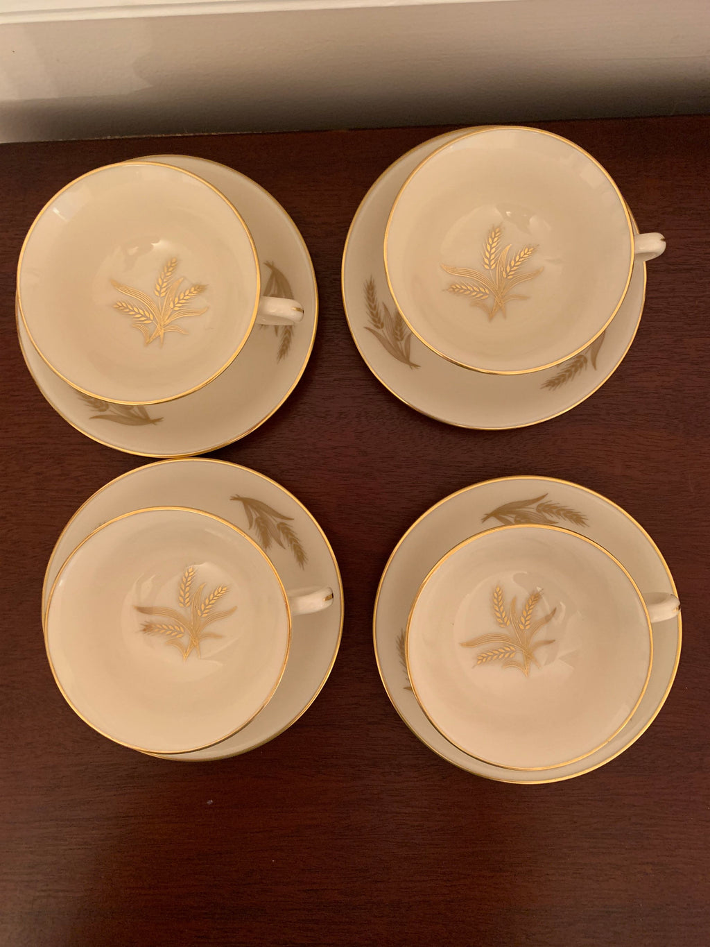 4 Lenox Harvest Teacups and Saucers