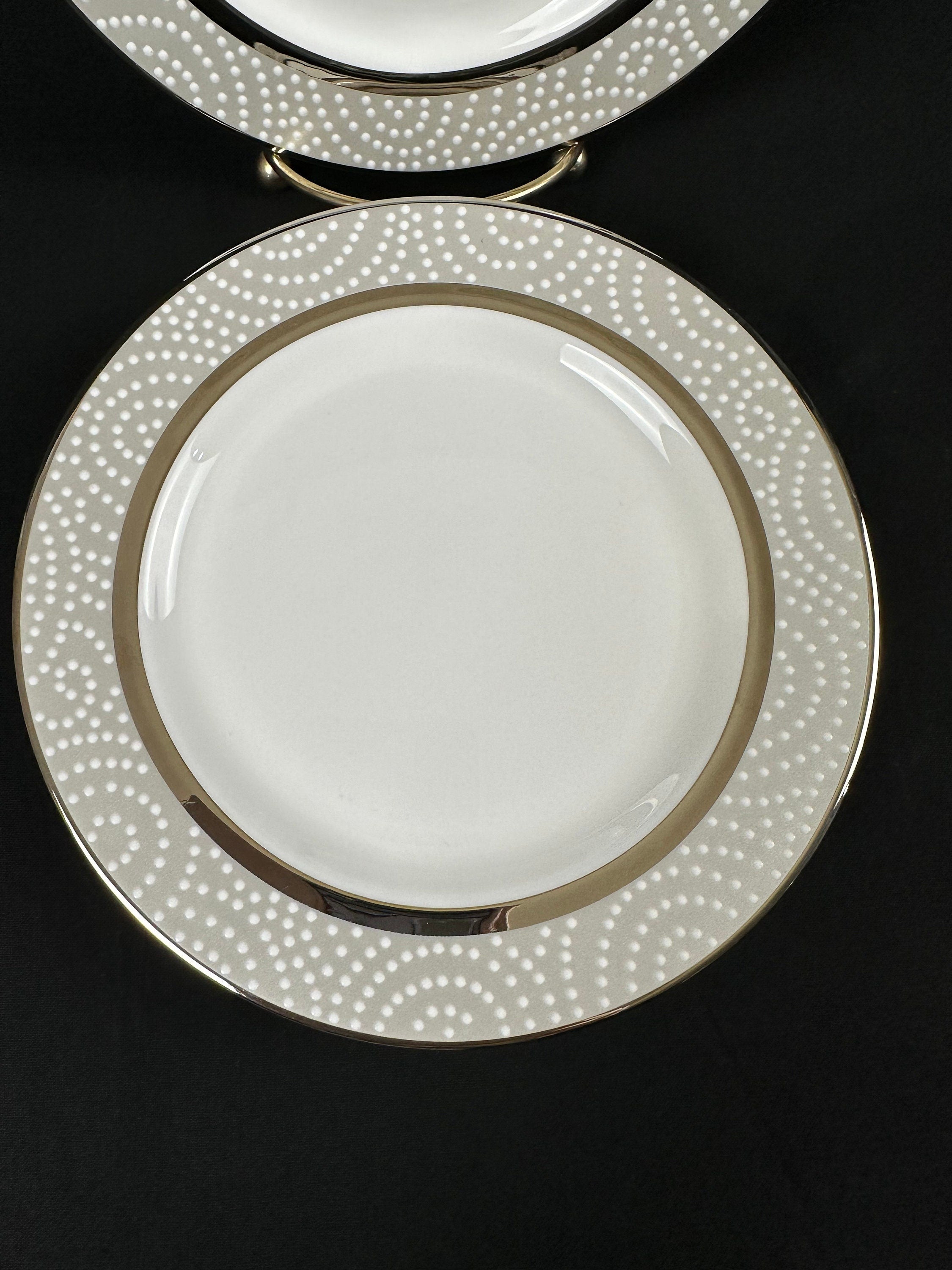 4 Katie Spade Pearl Beads Bread Plates by Lenox