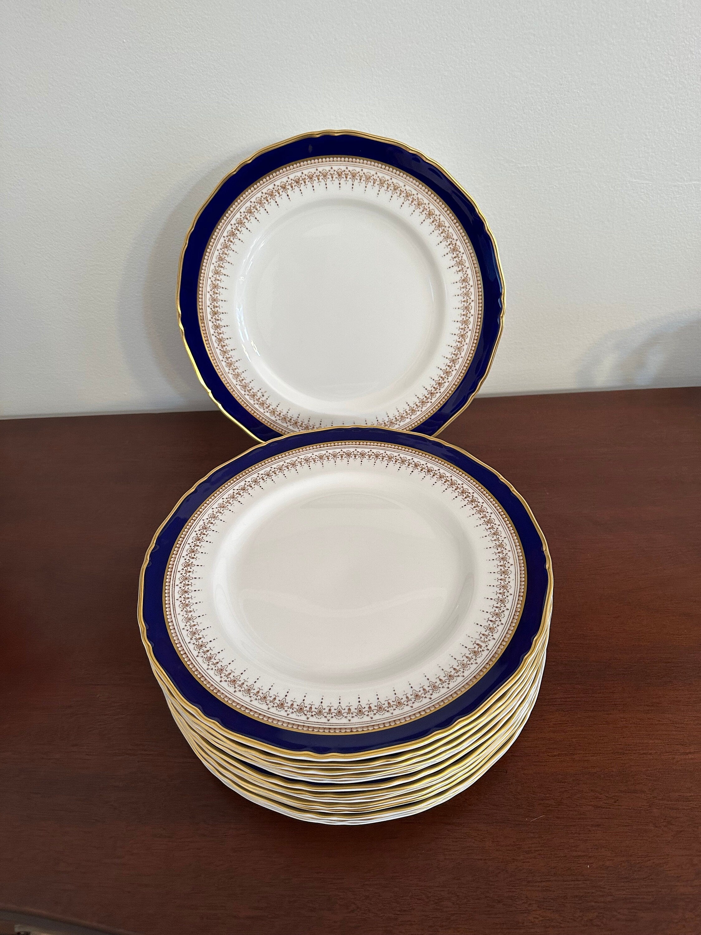 2 Royal Worcester Regency Blue Dinner Plates