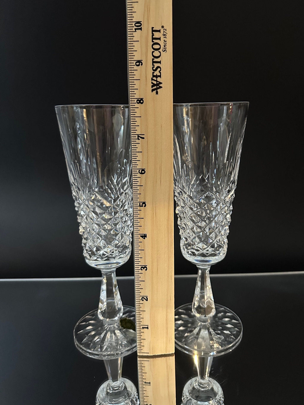 Two Waterford Crystal Kenmare Champagne Flutes