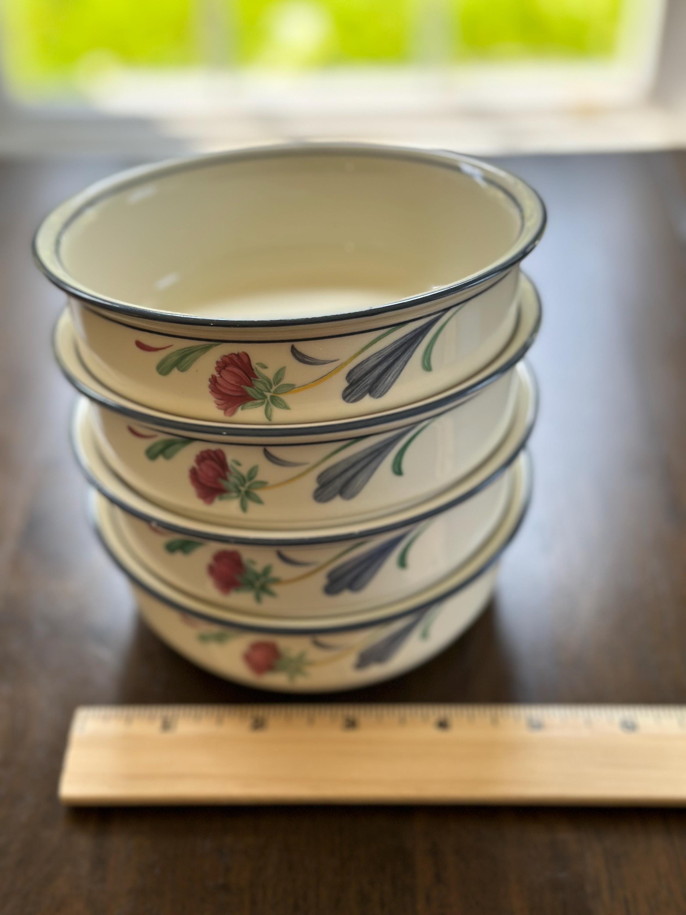 4 Lenox Poppies on Blue Bowls