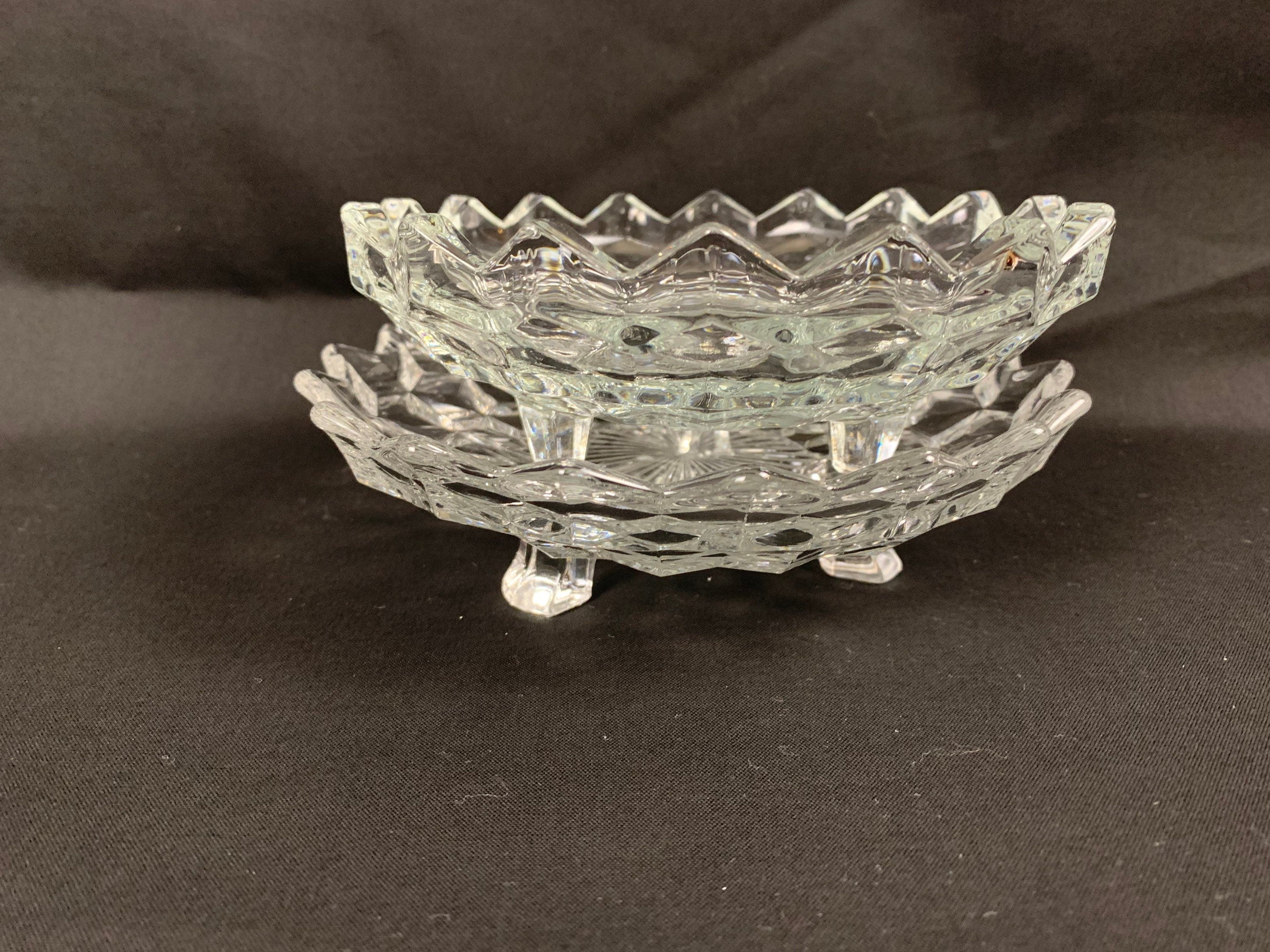 2 Fostoria American Footed Tidbit Trays