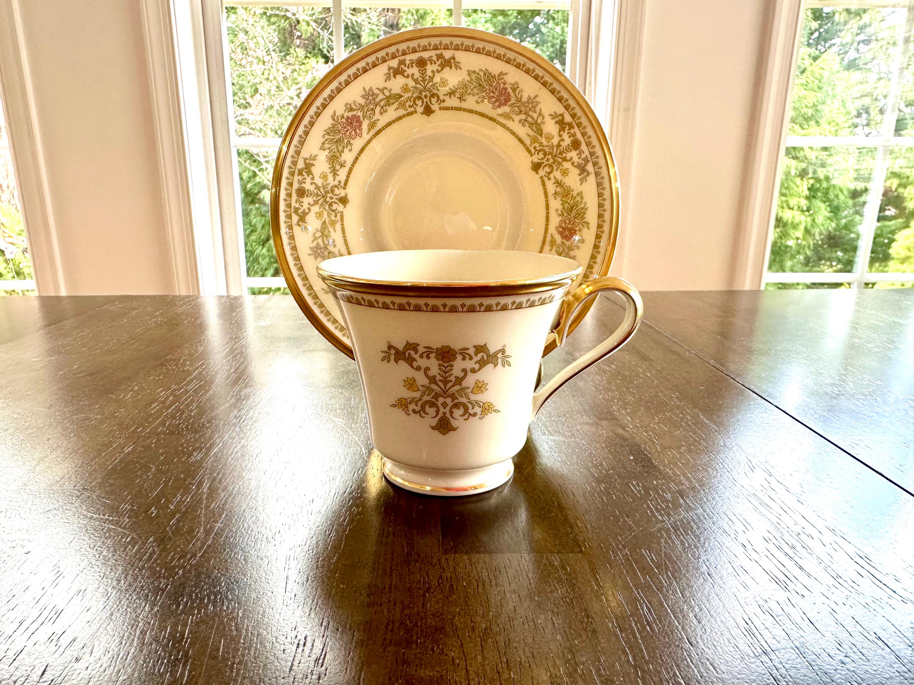 2 Lenox Castle Garden Teacups and Saucers