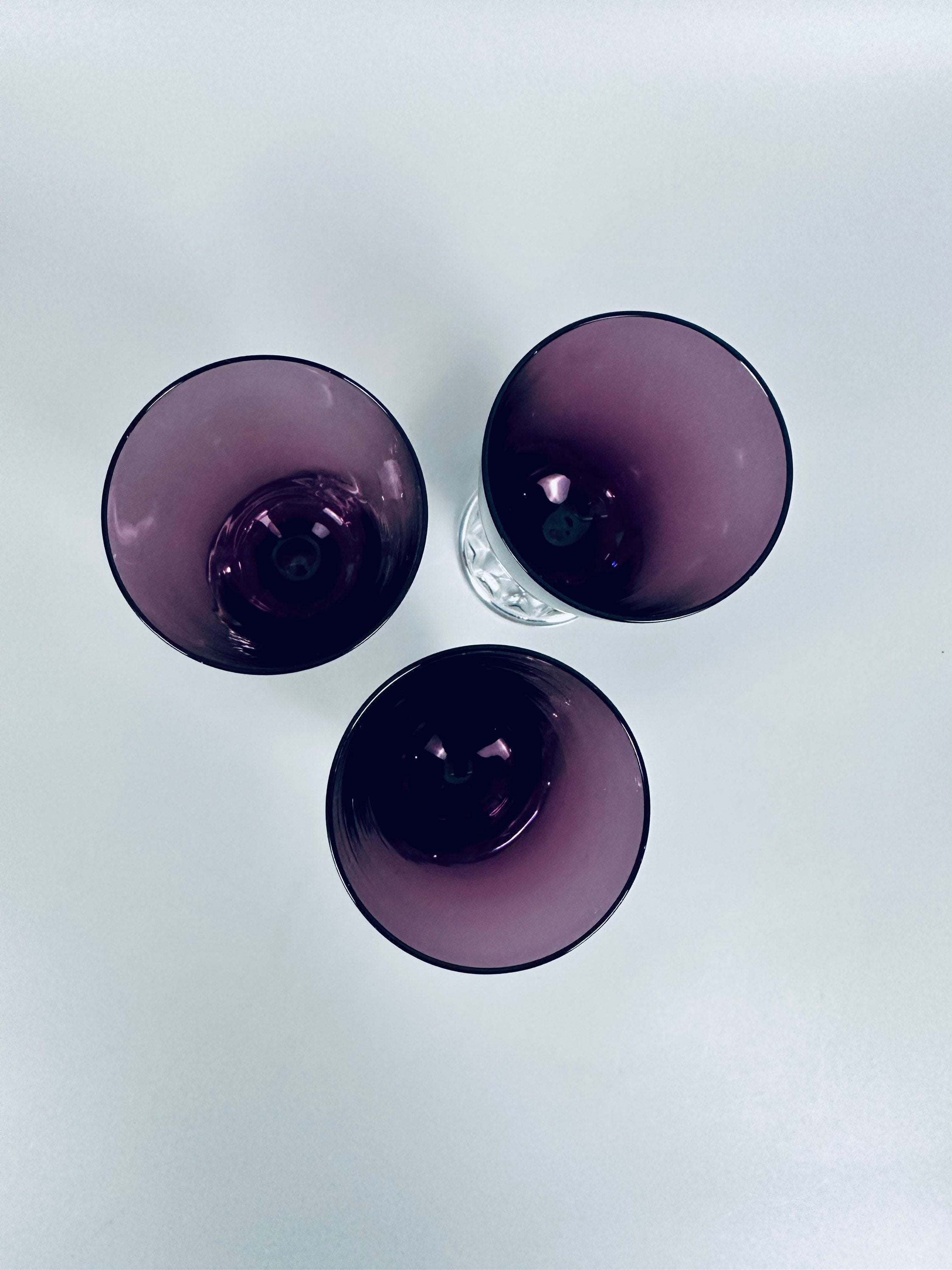 3 Fostoria American Lady Amethyst Juice Glasses