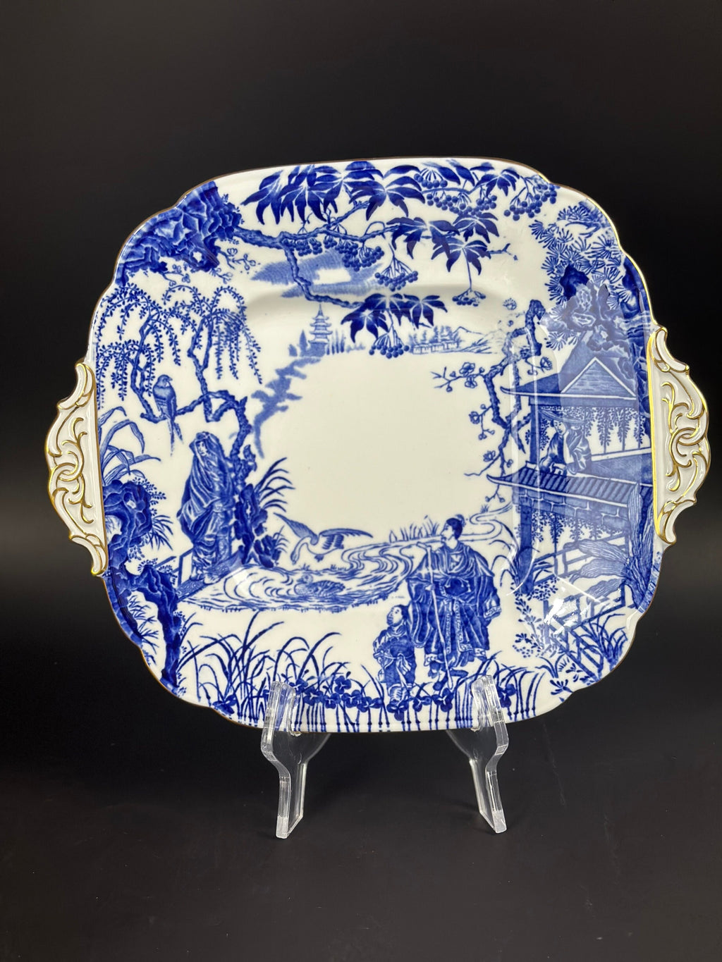 Royal Crown Derby Blue Mikado Cake Plate
