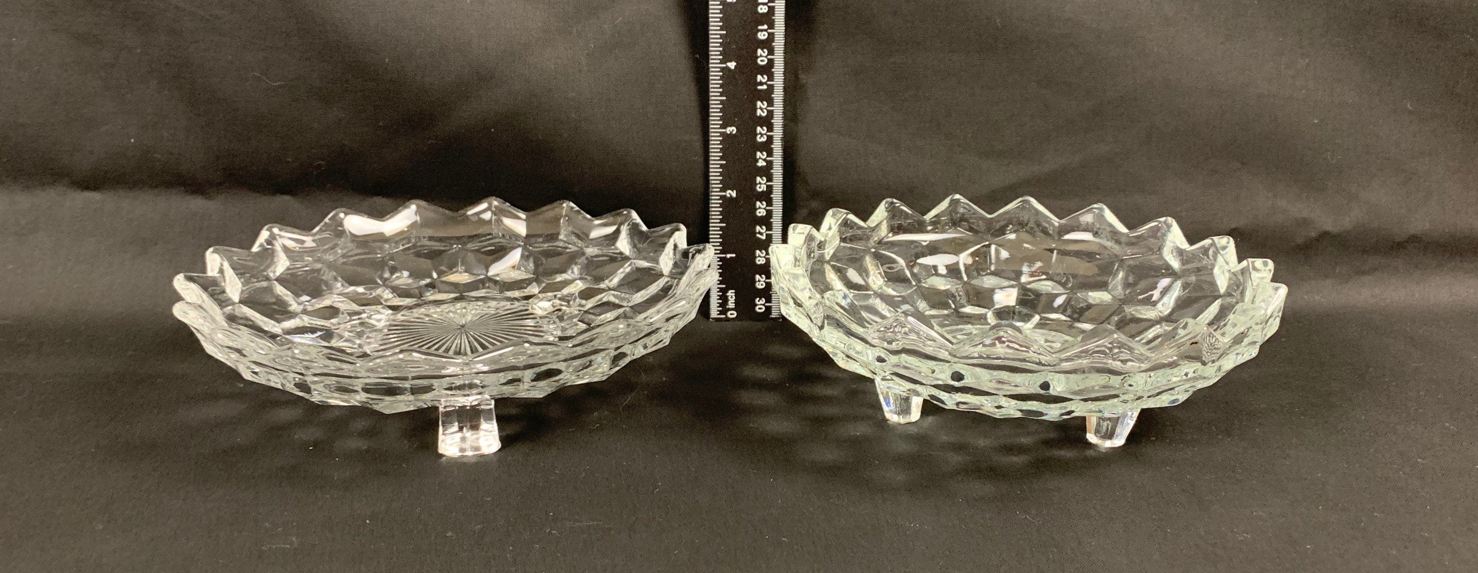2 Fostoria American Footed Tidbit Trays