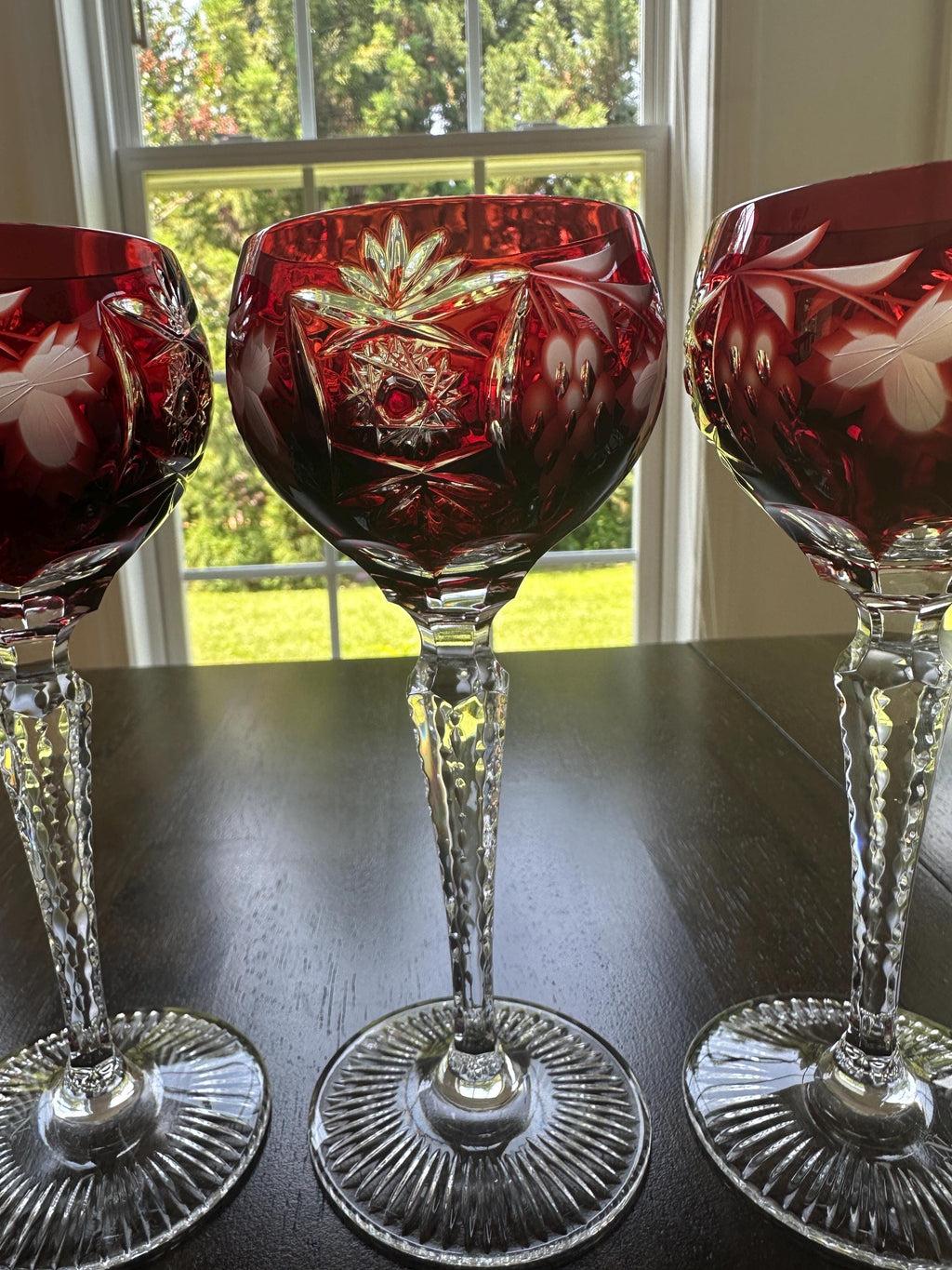 4 Nachtmann Traube Ruby Hock Wine Glasses