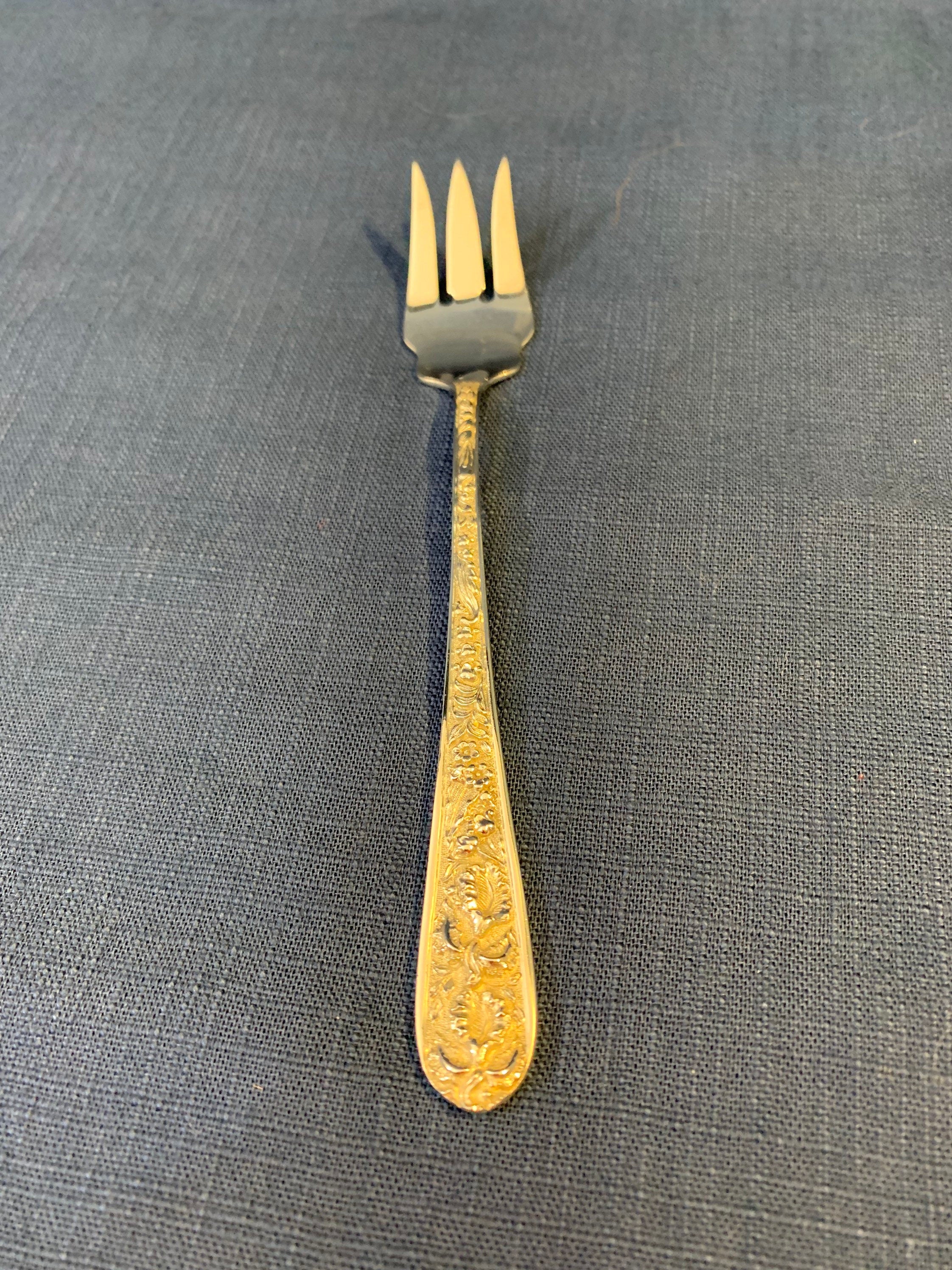 Stieff Rose Large Sterling Meat Fork No Monogram