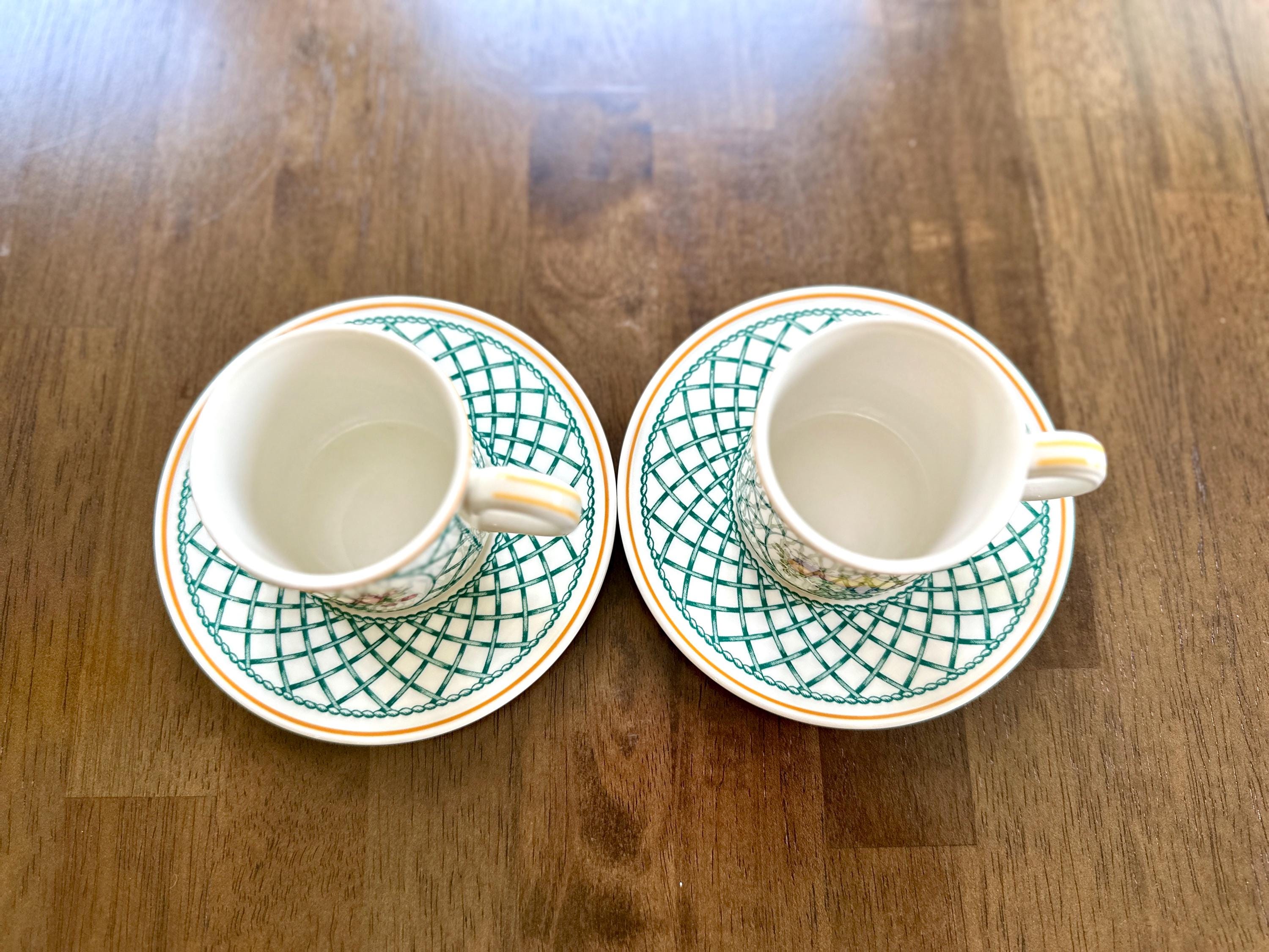 2 Villeroy and Boch Basket Demitasse Cups and Saucers