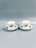 2 Royal Albert Moss Rose Teacups and Saucers